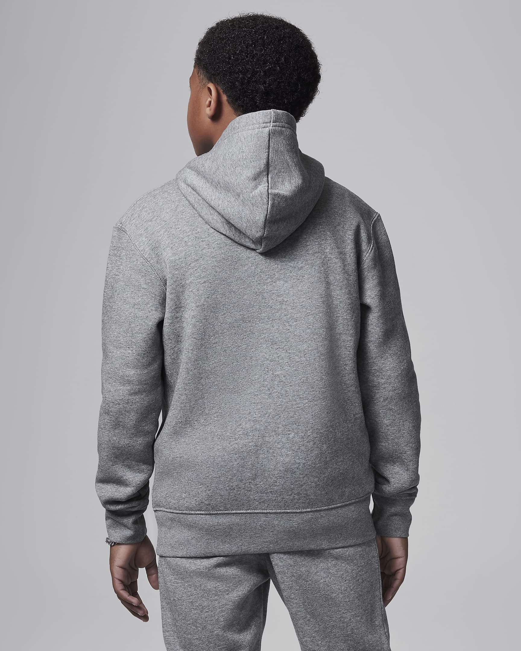 Jordan MJ Brooklyn-pullover-hættetrøje i fleece til større børn - Carbon Heather