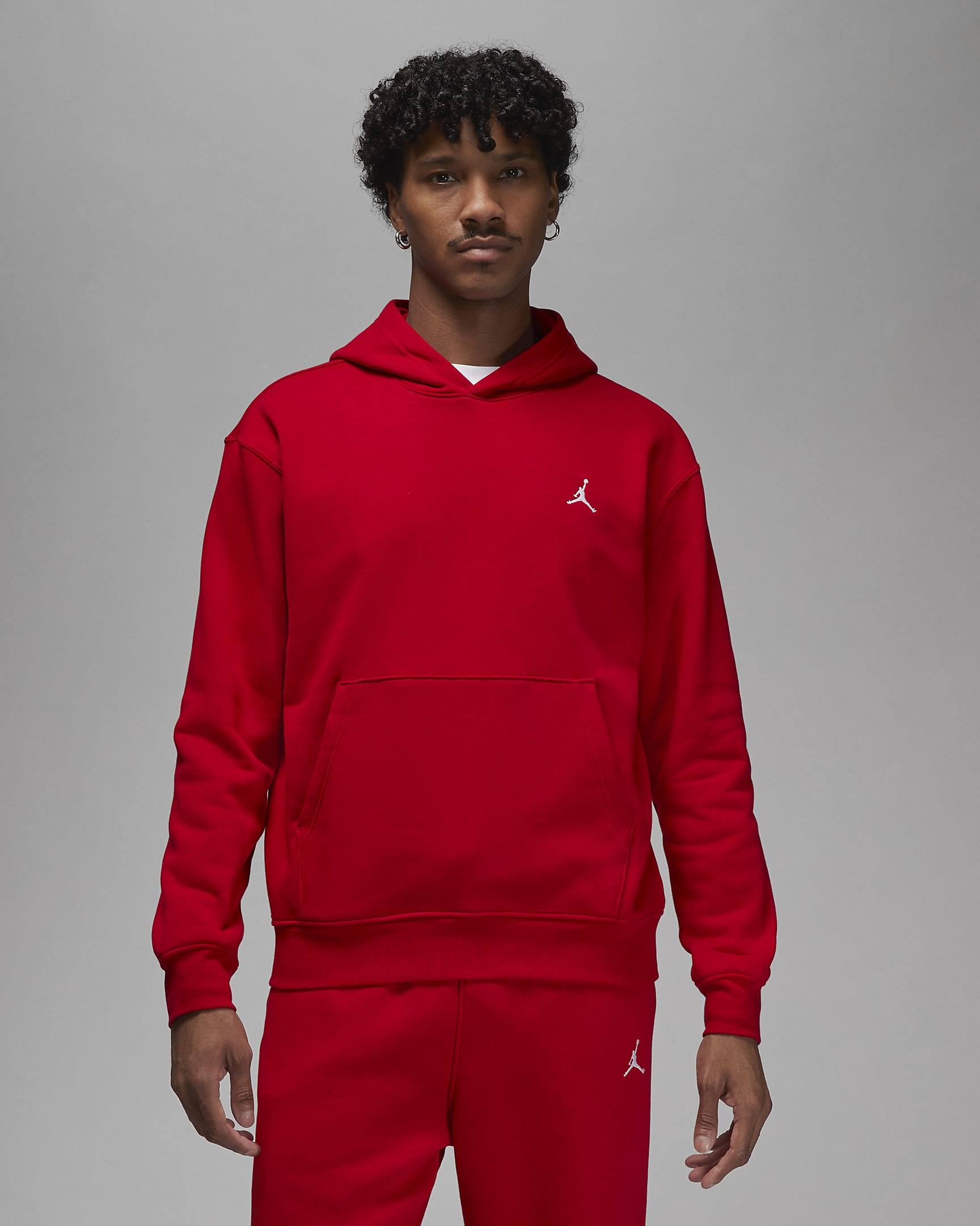 Jordan Brooklyn Fleece mintás, kapucnis, belebújós férfipulóver - Gym Red/Gym Red/Gym Red/Fehér