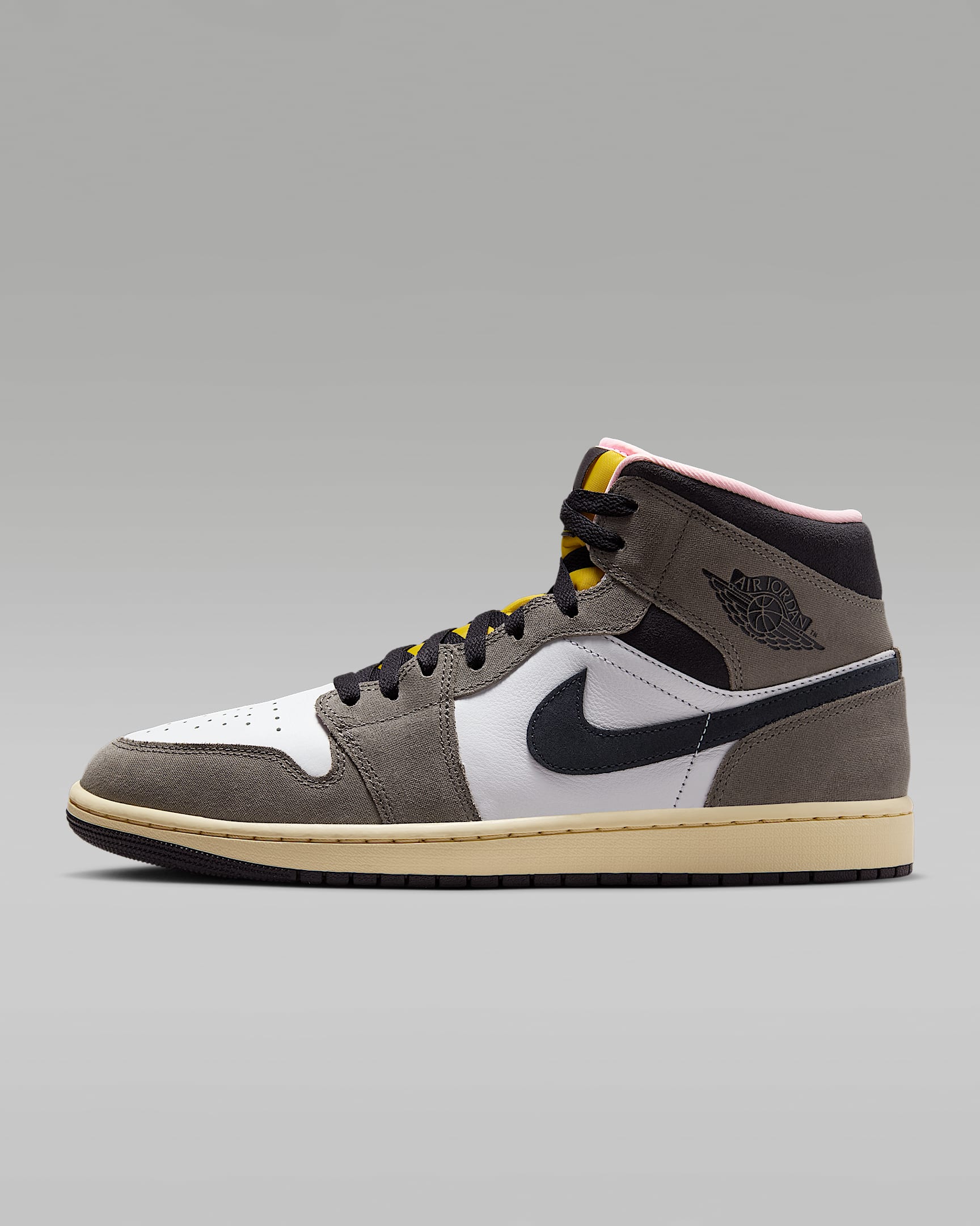Air Jordan 1 Mid SE Schuh (Herren) - Weiß/Cave Stone/Dark Sulfur/Oil Grey