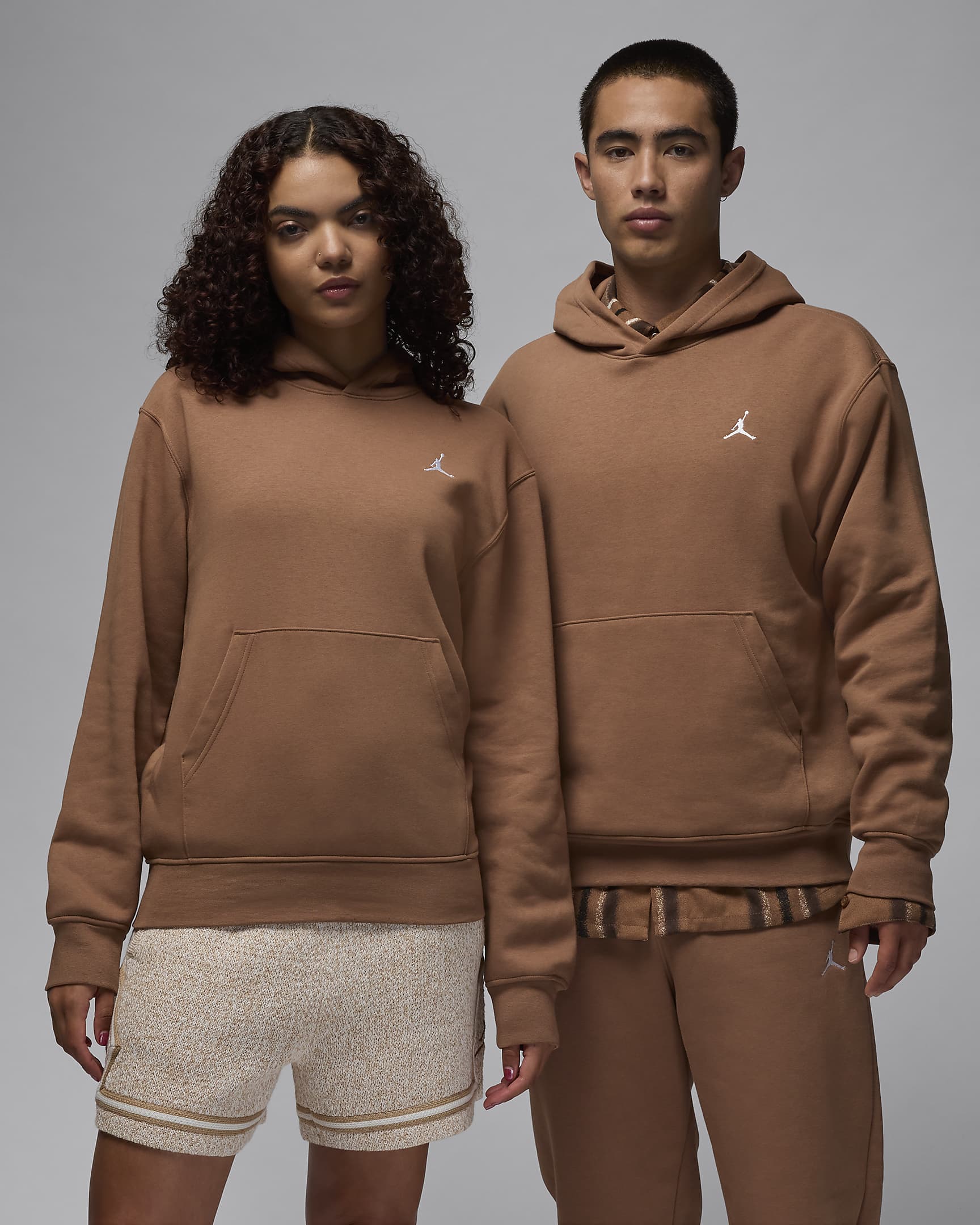 Sweat à capuche en tissu Fleece Jordan Brooklyn pour homme - Archaeo Brown/Blanc