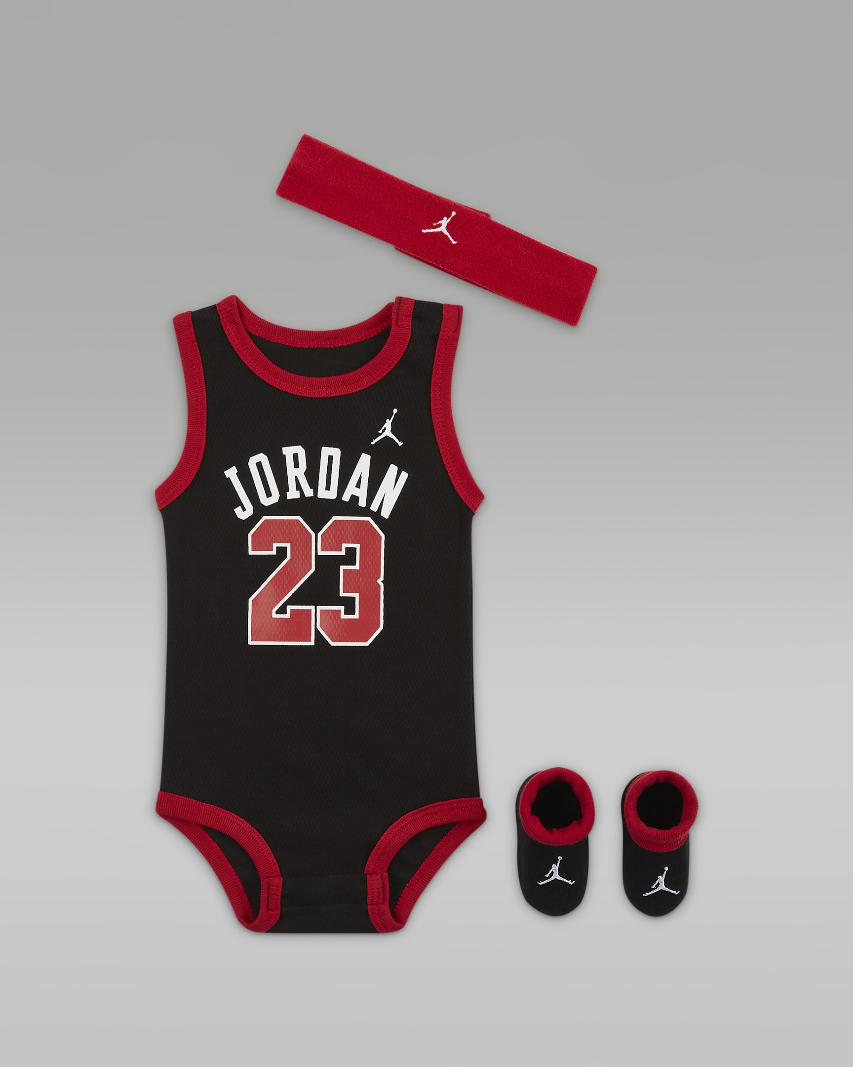 Jordan 3-Piece Mesh Jersey Bodysuit Box Set Baby 3-Piece Bodysuit Box Set - Black