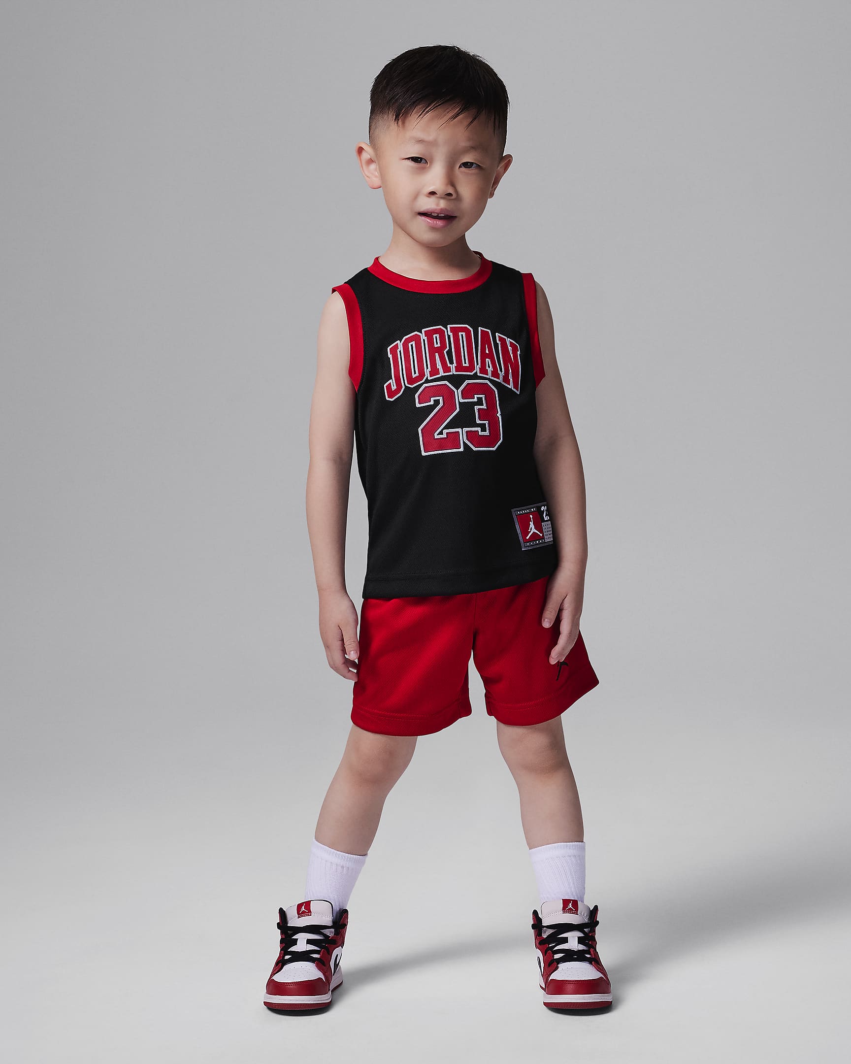 Conjunto de 2 piezas de jersey 23 infantil Jordan - Negro/Rojo gimnasio