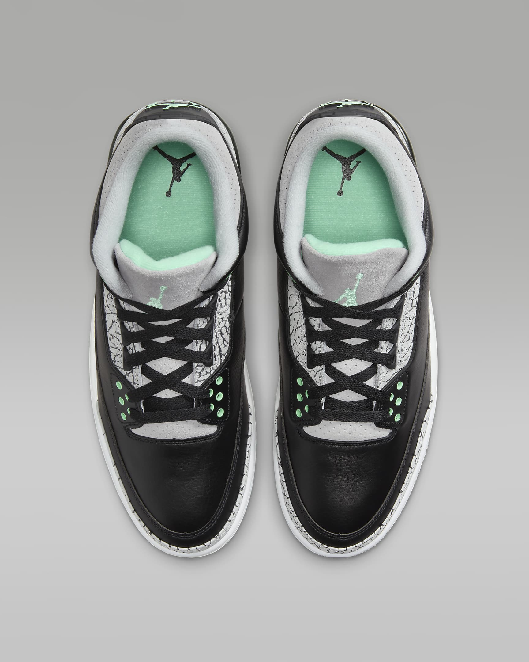 รองเท้าผู้ชาย Air Jordan 3 Retro "Green Glow" - ดำ/Wolf Grey/ขาว/Green Glow