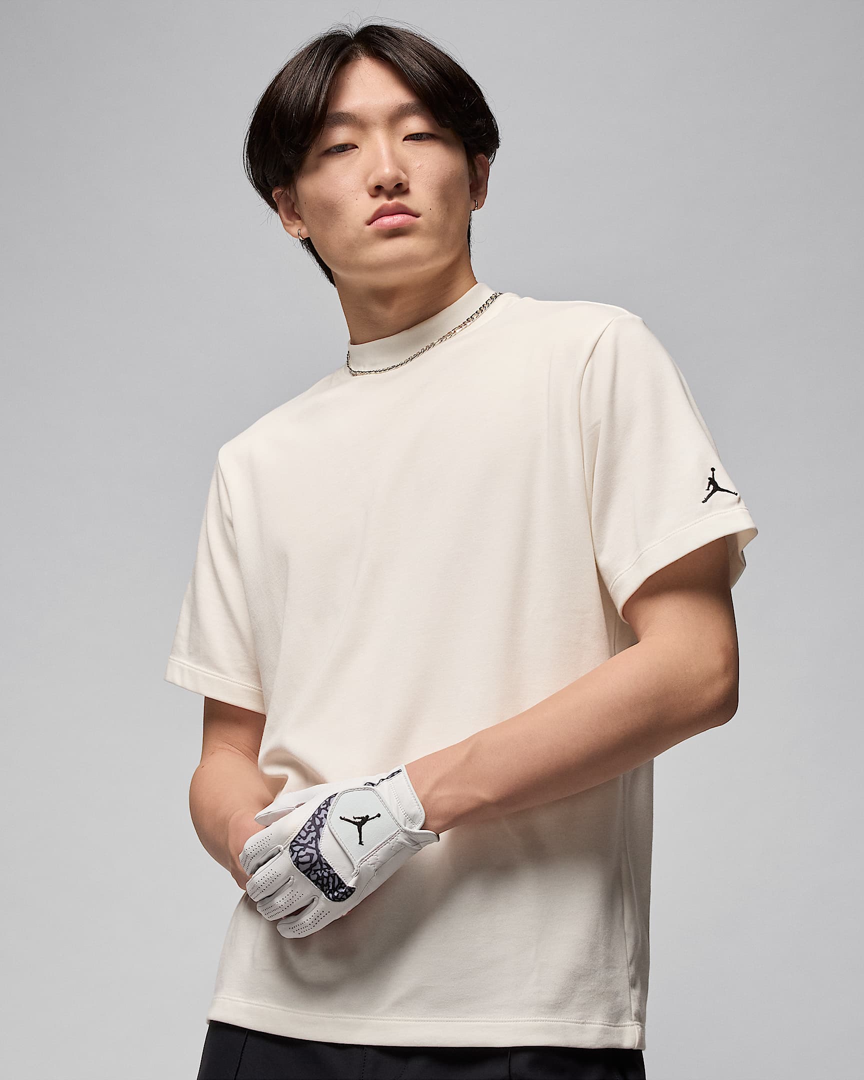 조던 스포츠 남성 드라이 핏 모크넥 골프 탑 - 세일/블랙