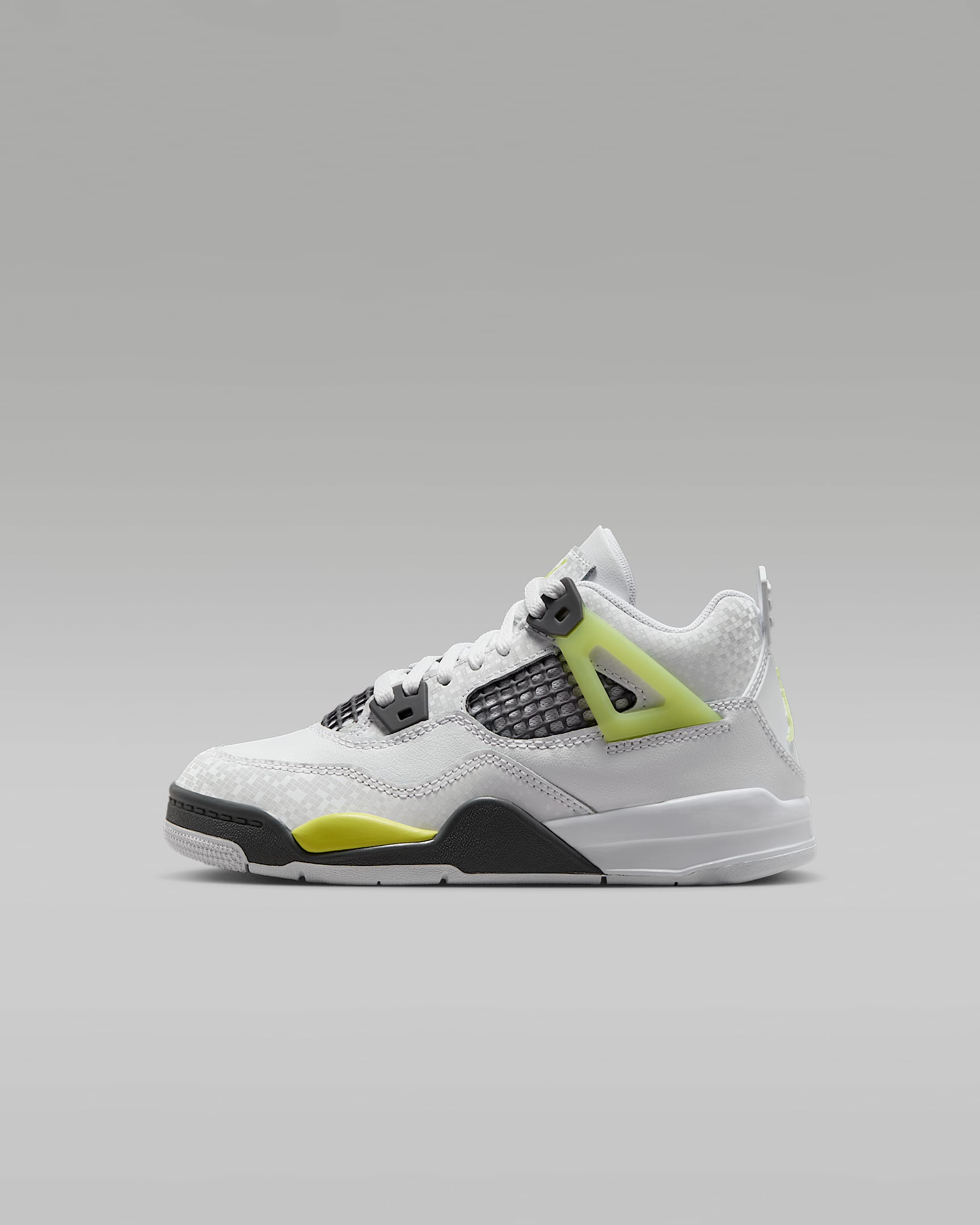 Tenis para niños de preescolar Jordan 4 Retro - Blanco/Grafito claro/Toque de limón claro