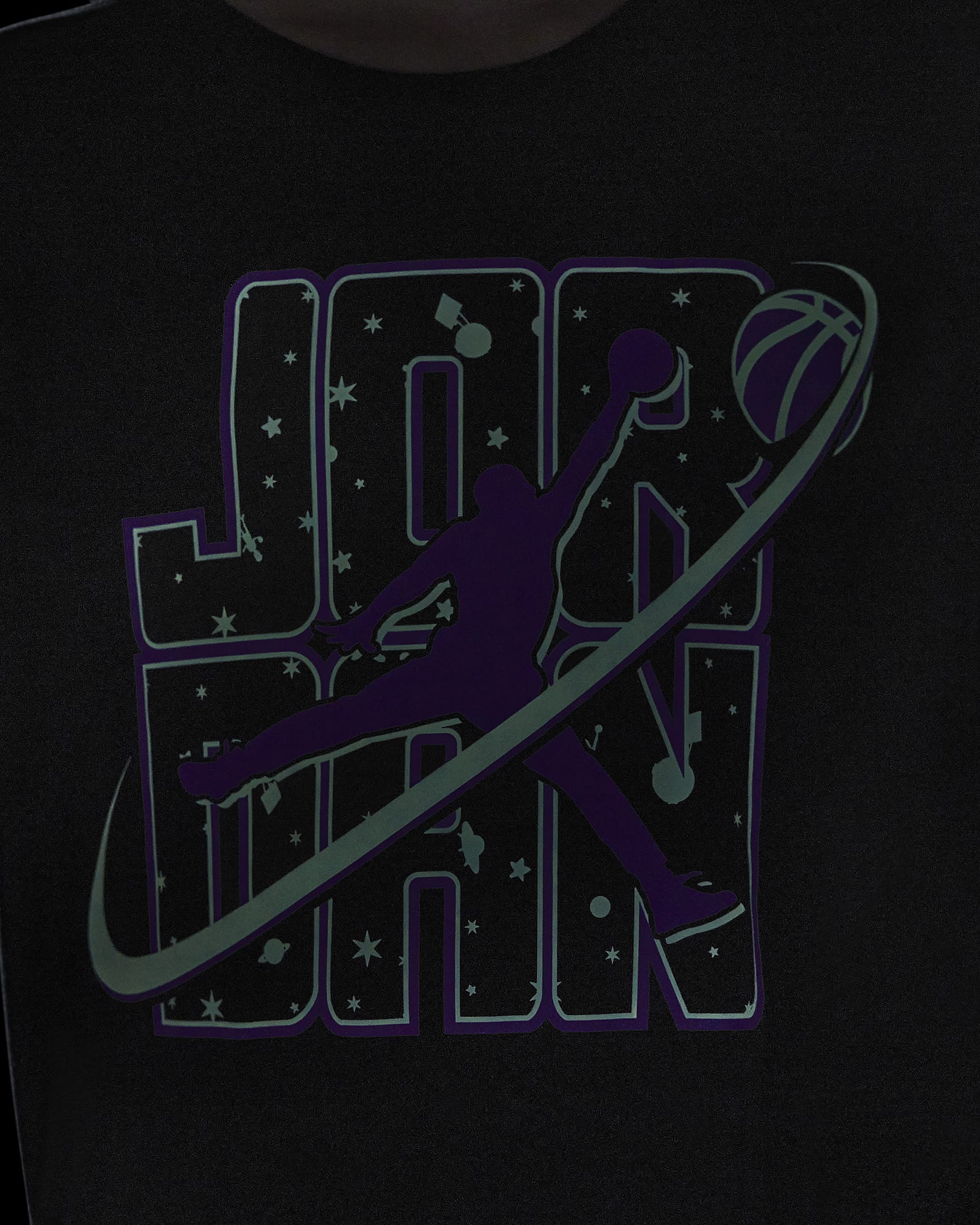 T-shirt Flight Galaxy Glow Jordan Júnior - Preto