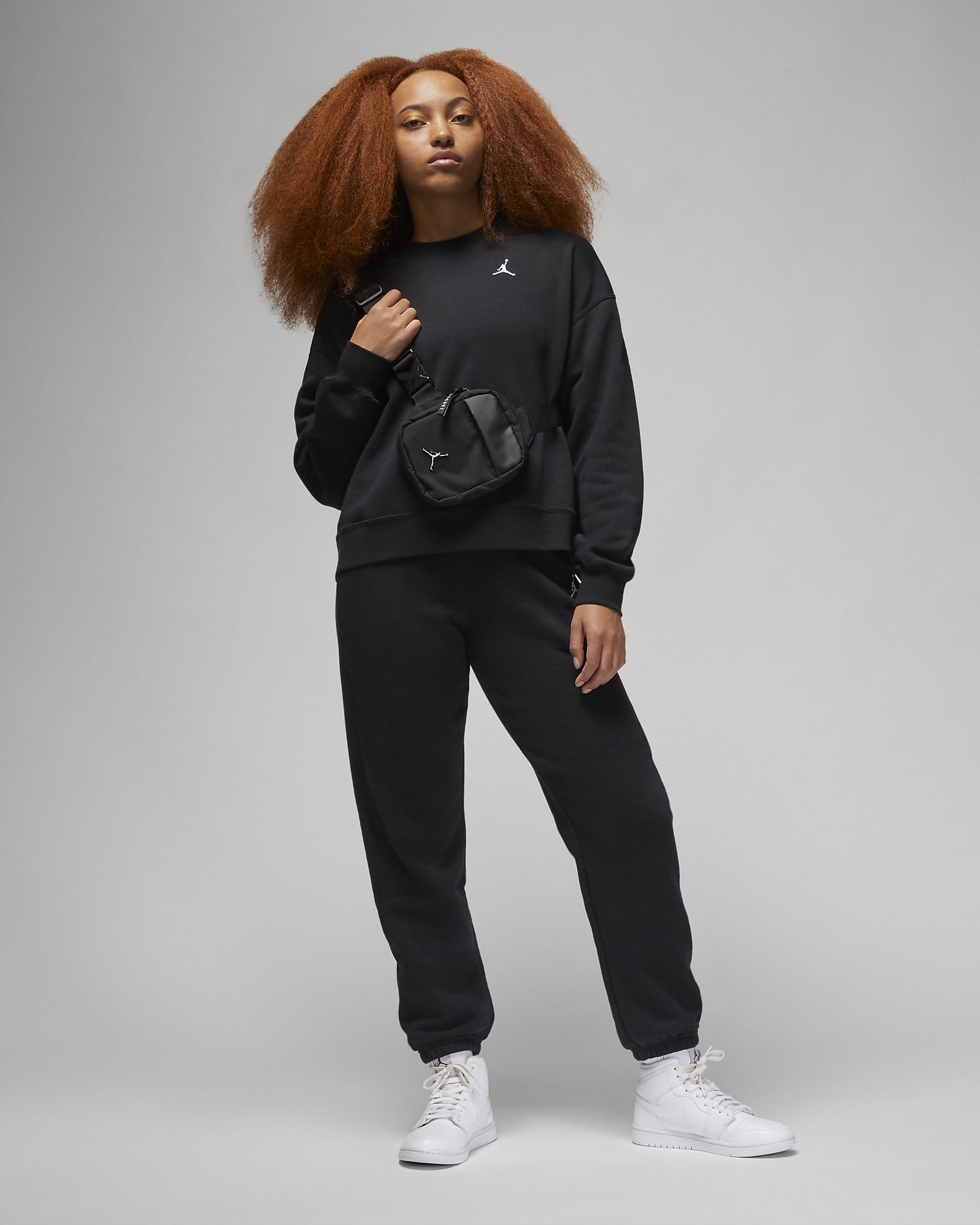 Jordan Brooklyn Fleece Women's Crew-Neck Sweatshirt - Black/White