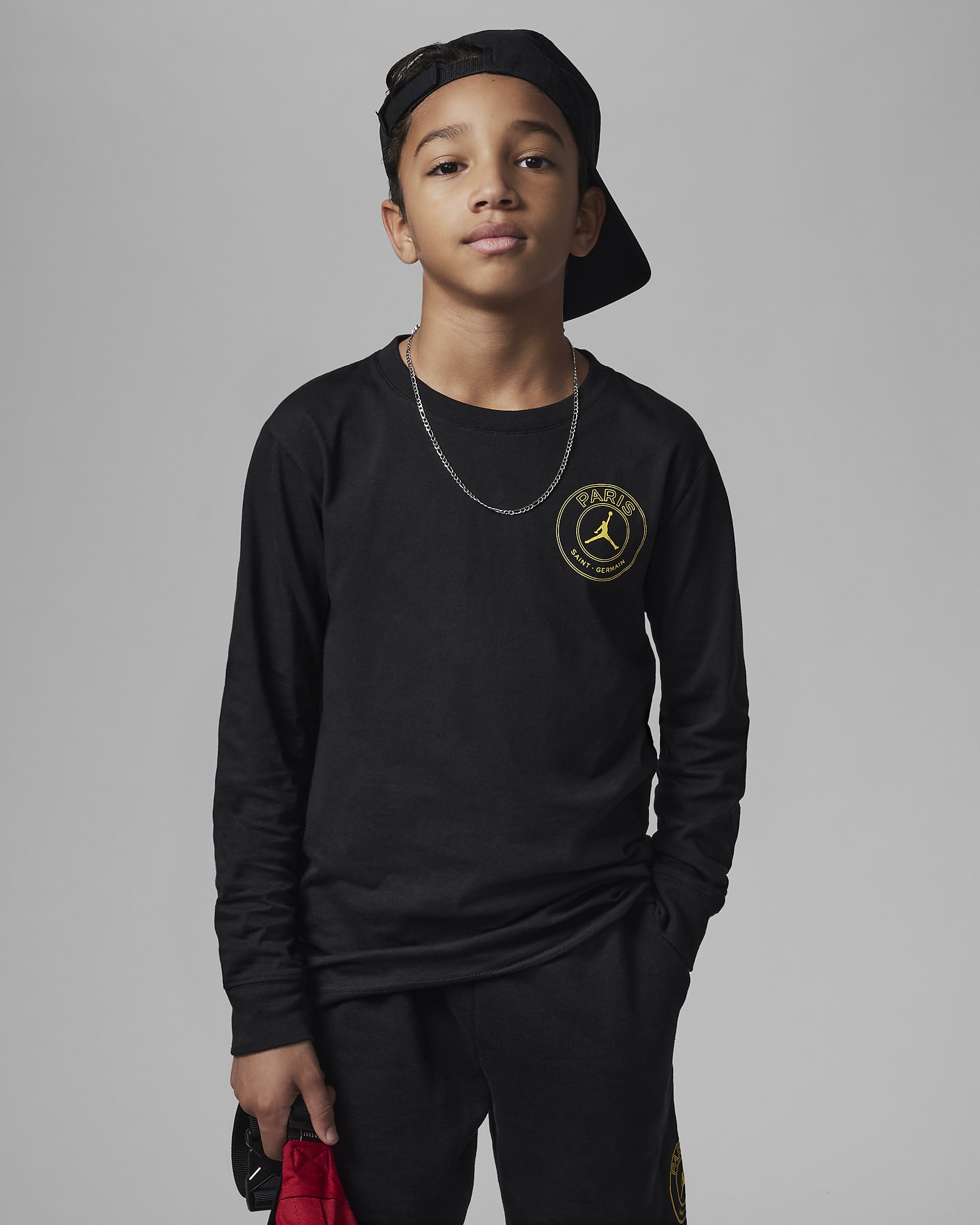 ジョーダン MJ パリ サンジェルマン(PSG) ロングスリーブ ティー ジュニア Tシャツ - ブラック