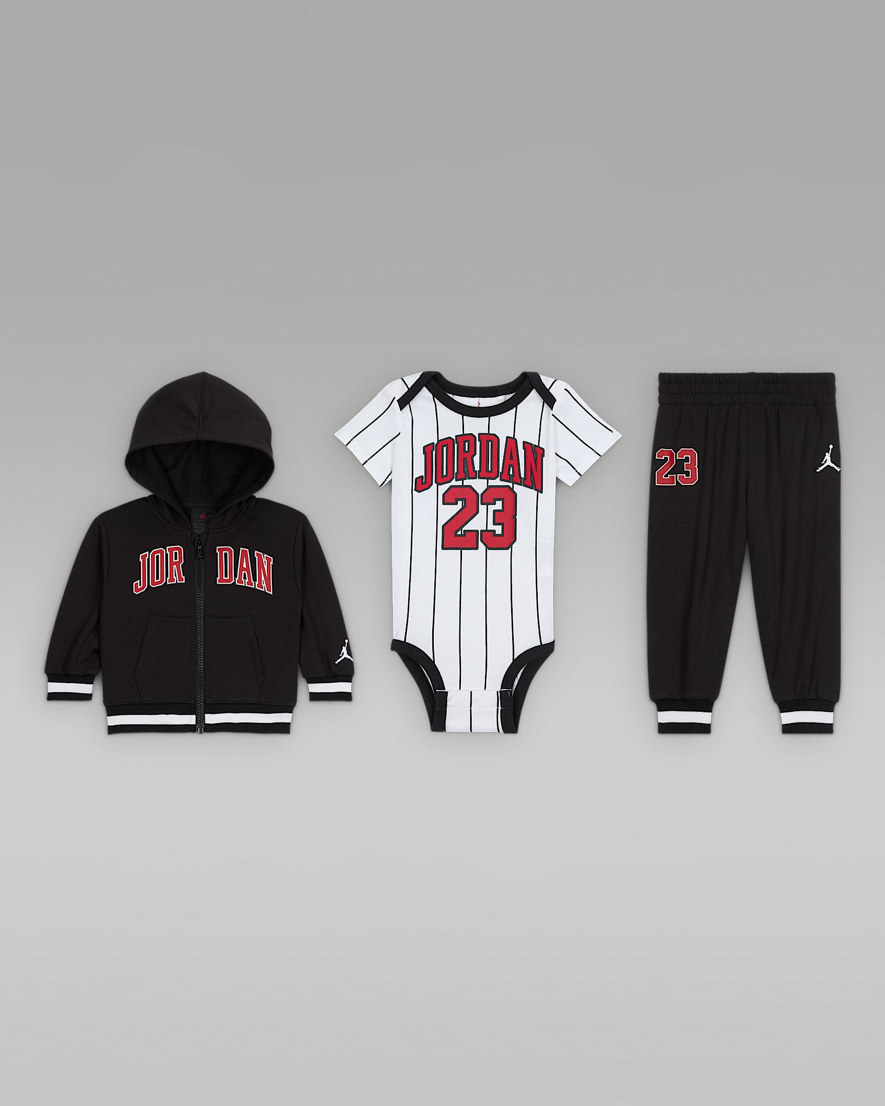 Jordan Baby (0-6M) 23 Jersey 3-Piece Full-Zip Hoodie Set - Black
