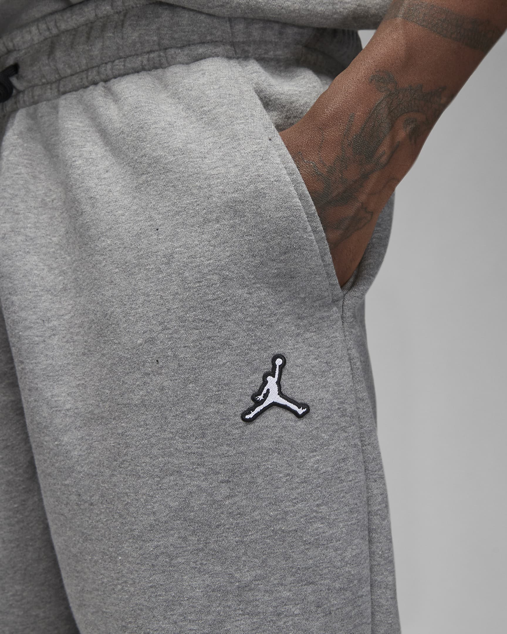 Jordan Brooklyn Fleece Herenbroek - Carbon Heather/Zwart/Wit