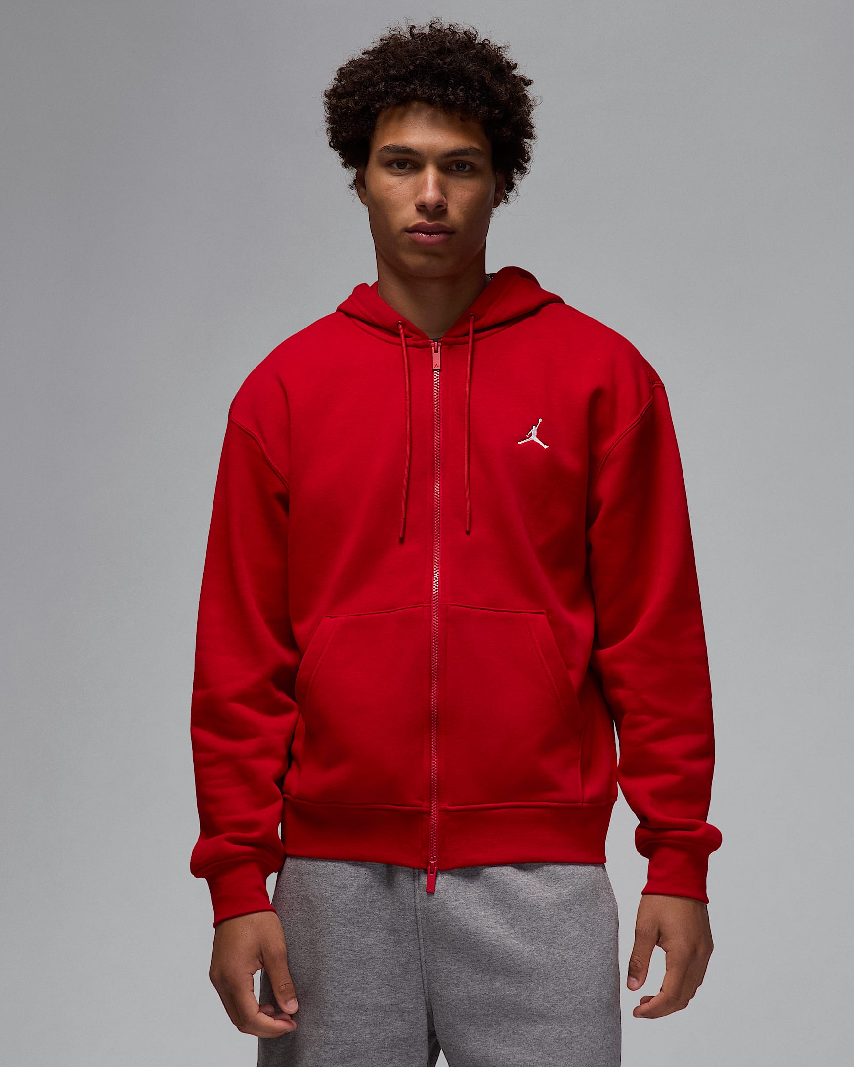 Jordan Brooklyn Fleece Men's Full-Zip Hoodie - Gym Red/White