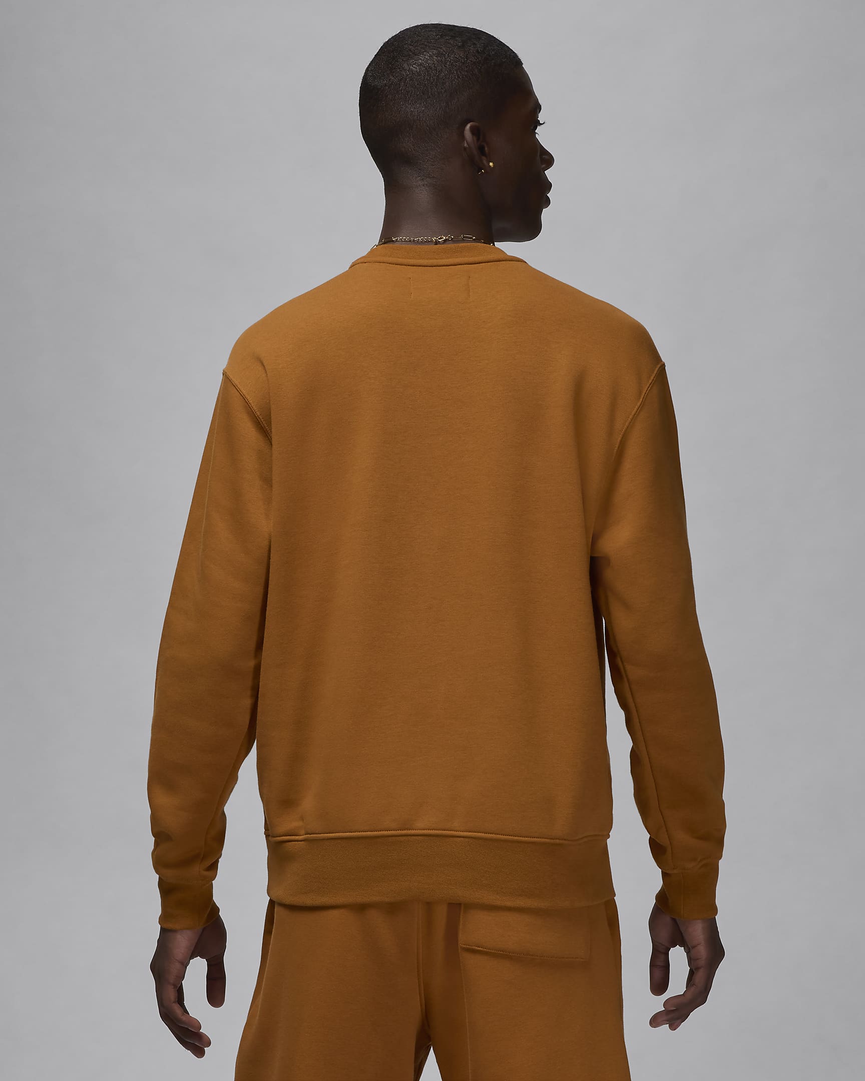 Jordan Brooklyn Fleece kerek nyakkivágású férfipulóver - Desert Bronze/Fehér