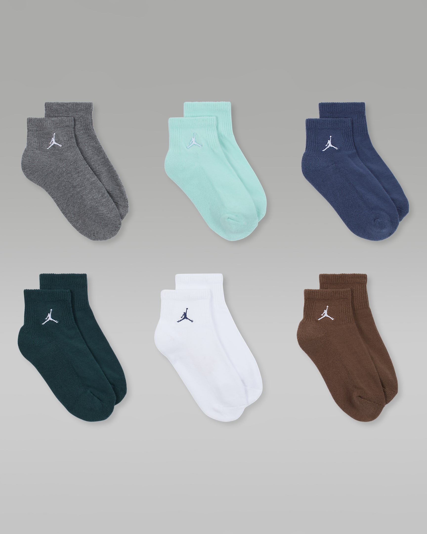 Jordan Everyday Essentials Big Kids' Ankle Socks (6 Pairs) - Oxidized Green