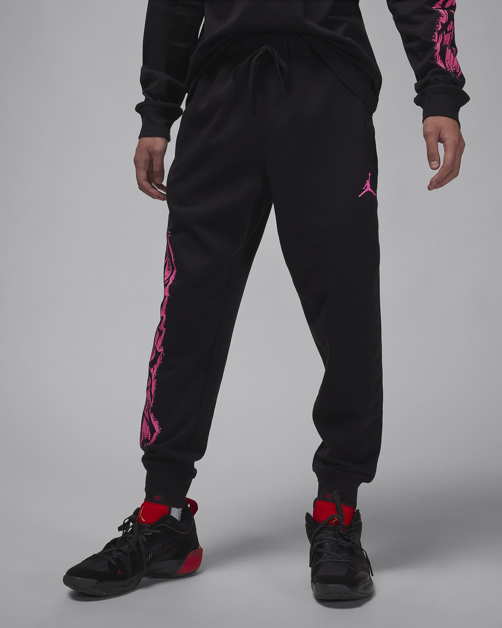 ジョーダン Dri-FIT スポーツ メンズ グラフィック フリース パンツ - ブラック/ハイパーピンク