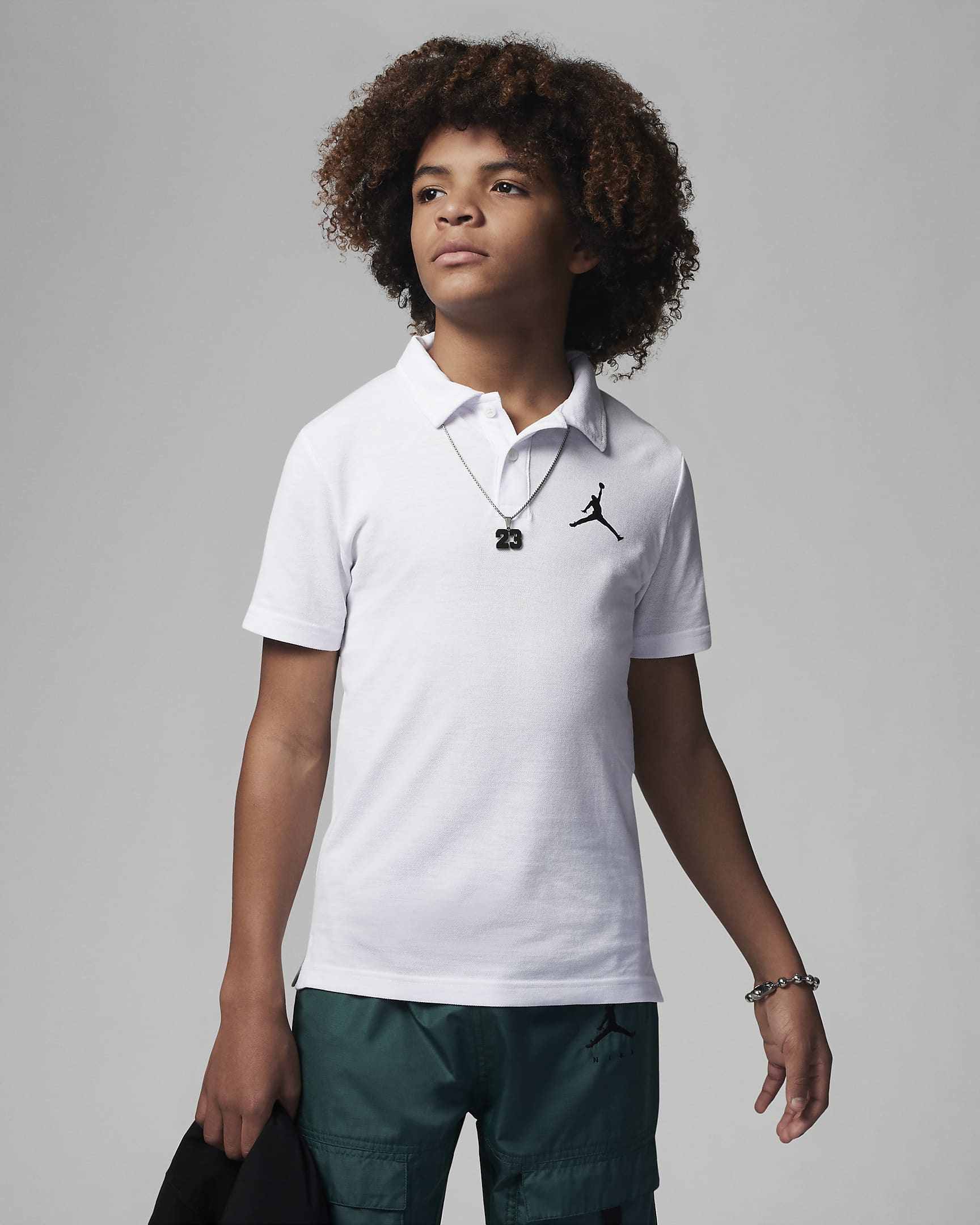 Jordan Jumpman Polo felső nagyobb gyerekeknek - Fehér