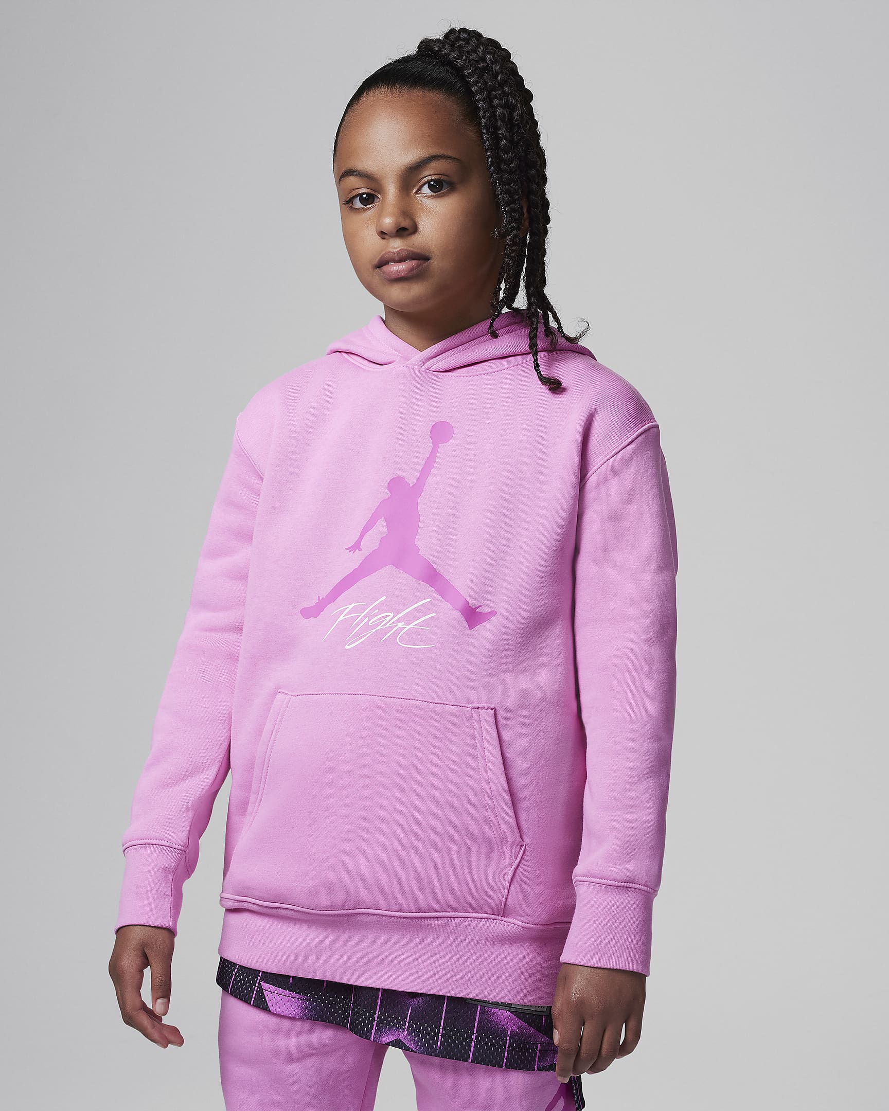 Jordan Older Kids' Jumpman Baseline Pullover Hoodie - Playful Pink