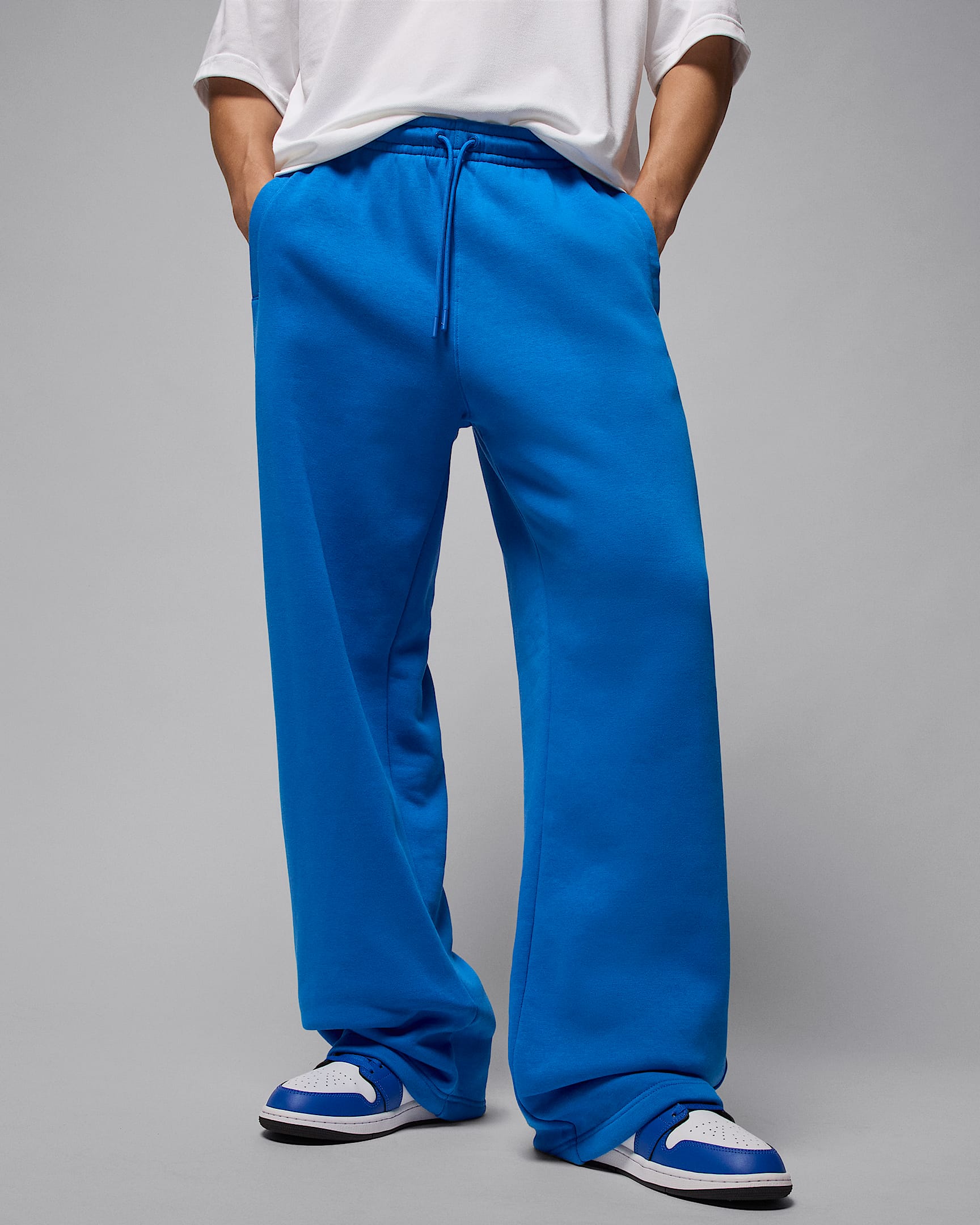 Jordan Brooklyn Fleece Pantalón oversize con dobladillo abierto - Hombre - Sport Blue/Blanco