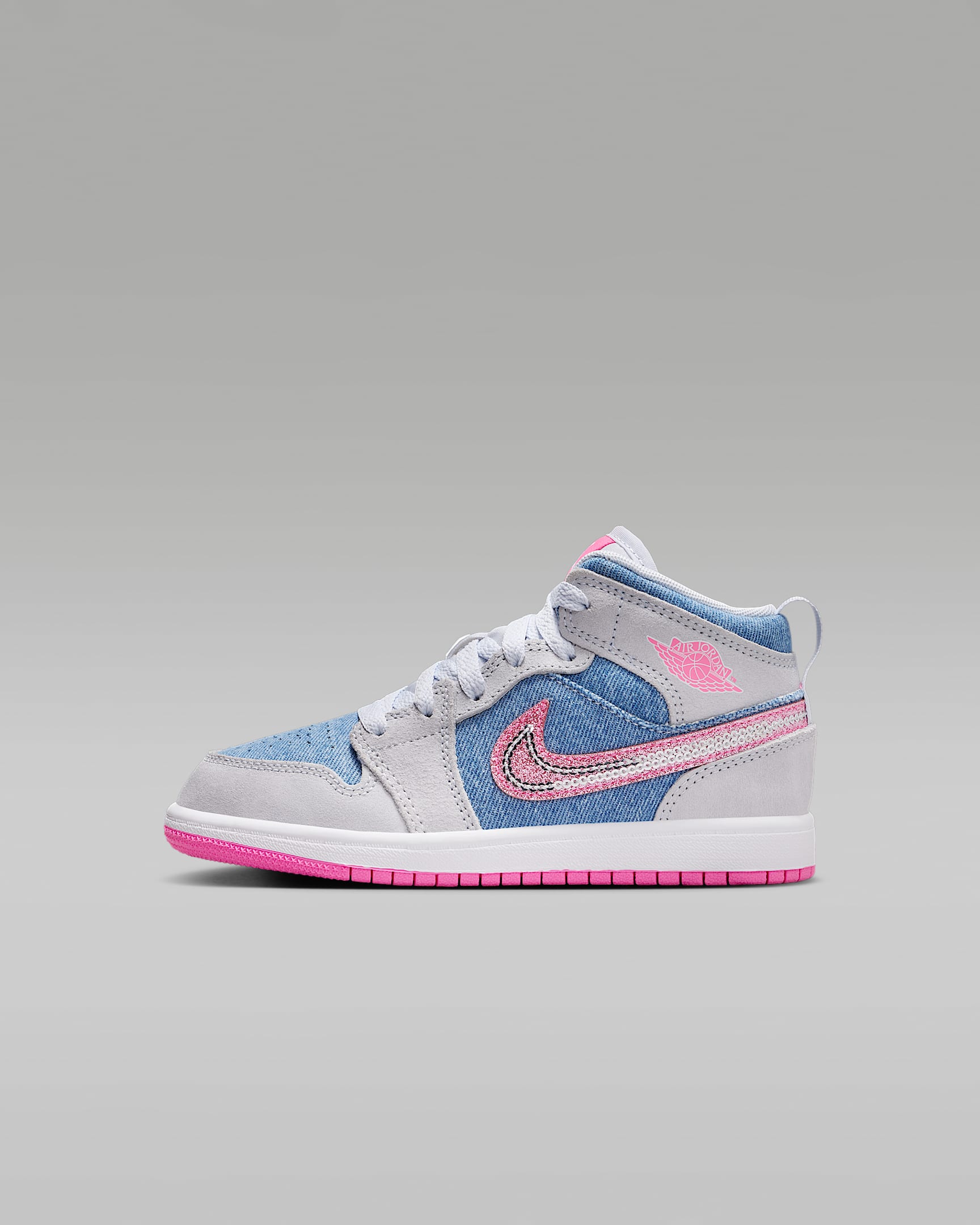 Jordan 1 Mid SE Younger Kids' Shoes - Cobalt Bliss/White/Pink Glow