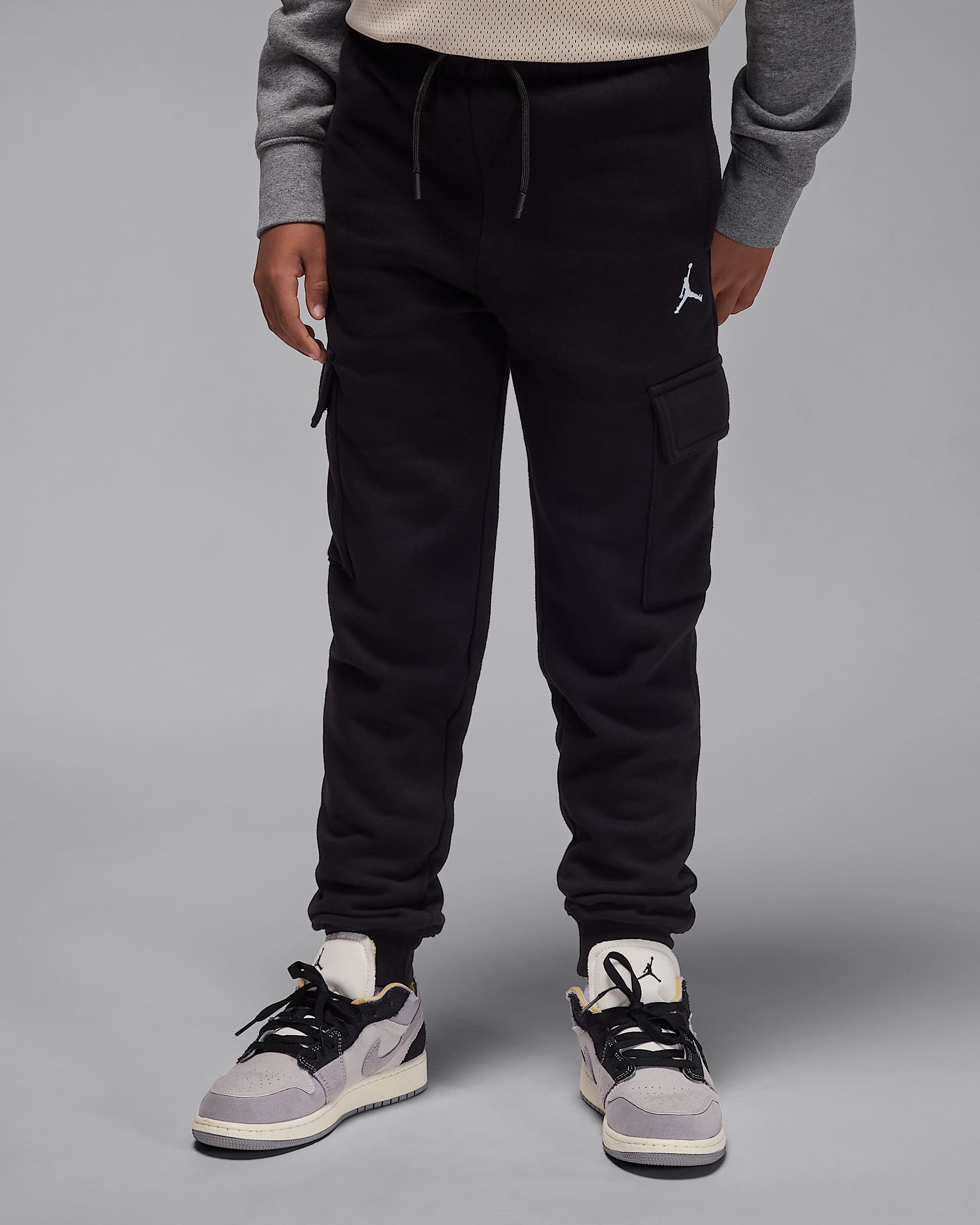 Jordan My Brooklyn Essentials Big Kids' Fleece Cargo Pants - Black