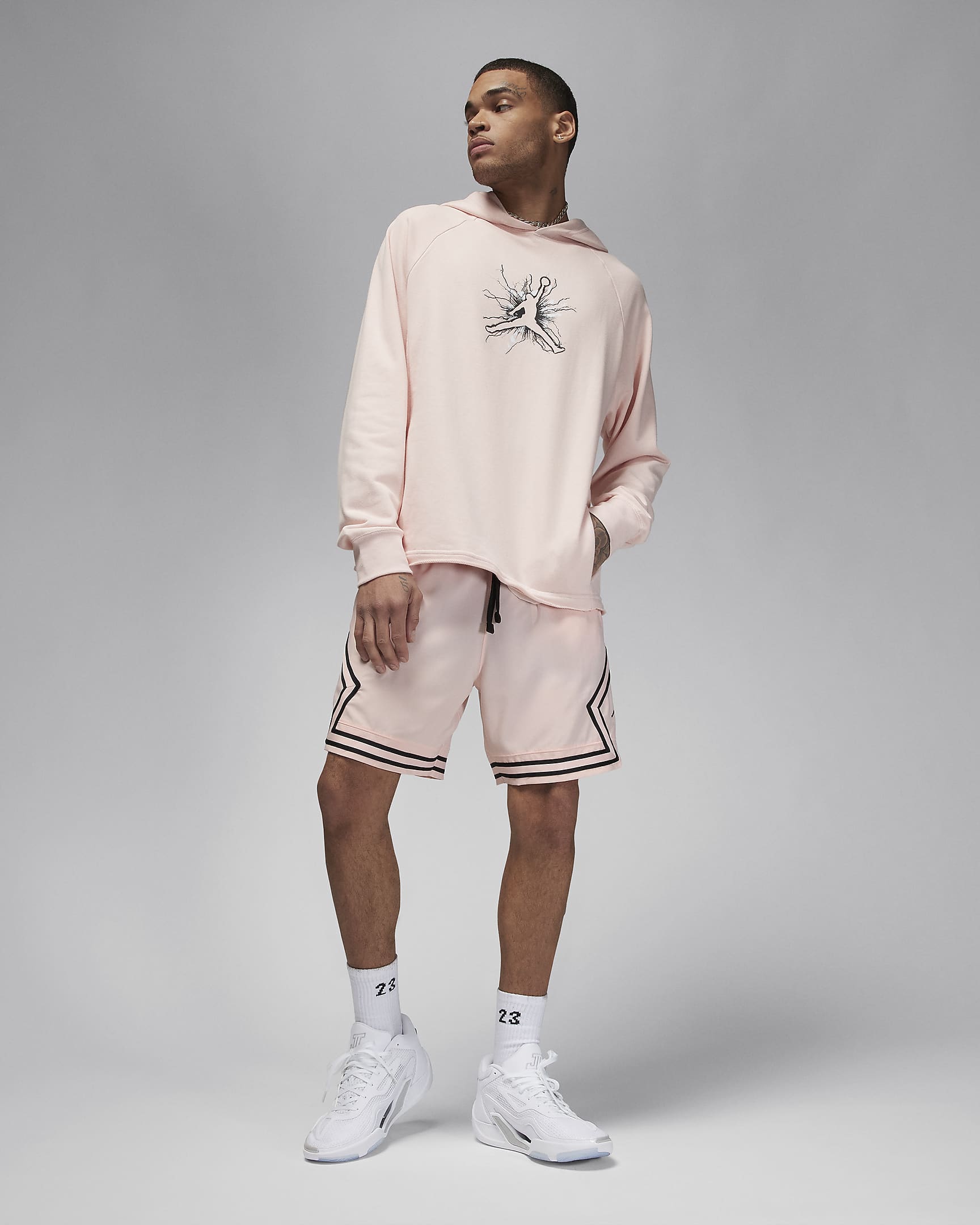 Jordan Dri-FIT Sport fleecehettegenser med grafikk til herre - LEGEND PINK/Svart