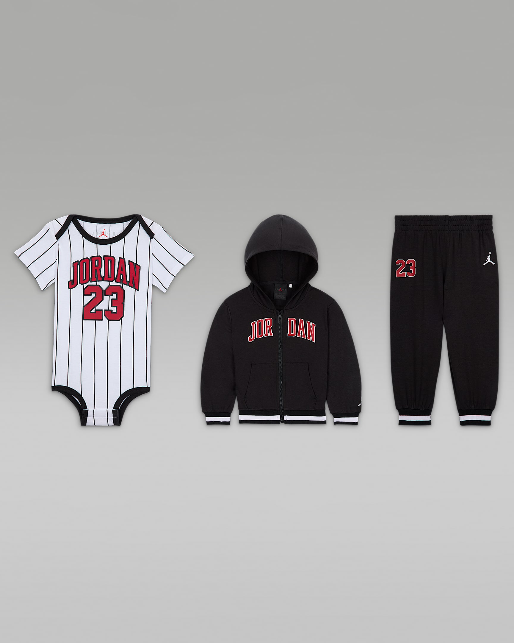 Conjunto de 3 piezas de sudadera con gorro 23 Jersey de cierre completo para bebé (de 6 a 12 meses) Jordan - Negro