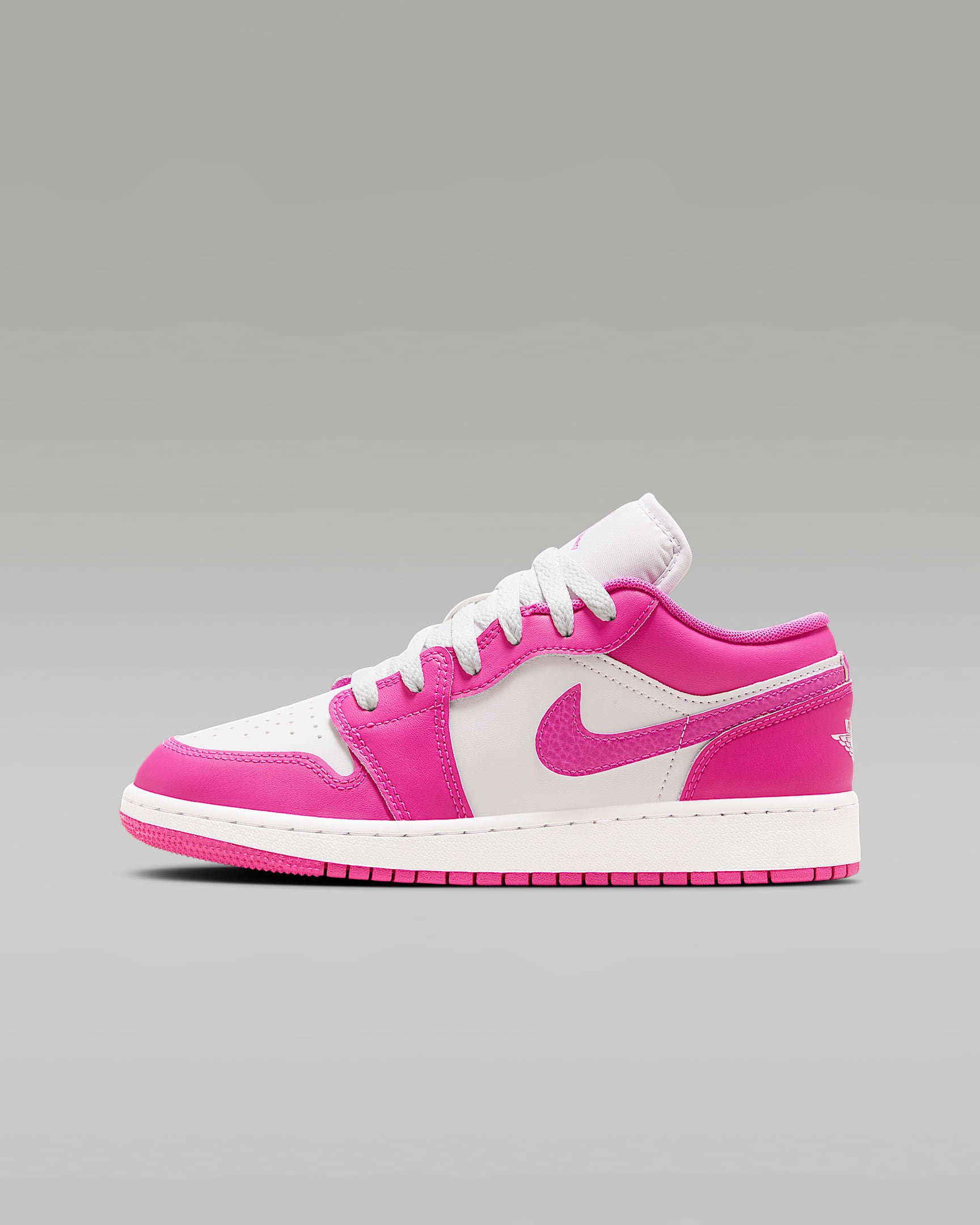 Air Jordan 1 Low Older Kids' Shoes - Fire Pink/White/Iris Whisper