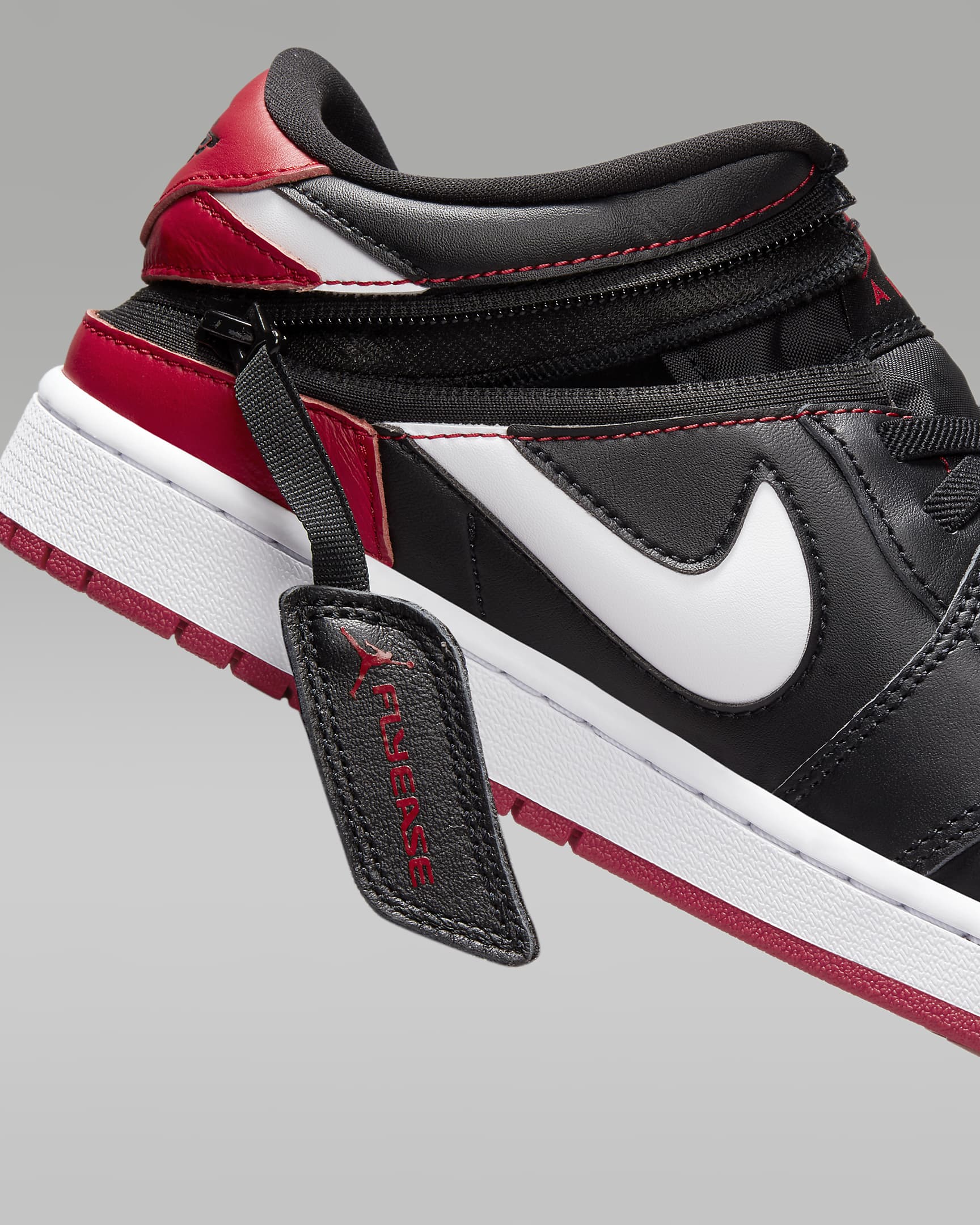 Air Jordan 1 Low FlyEase Men's Easy On/Off Shoes - Black/White/Gym Red