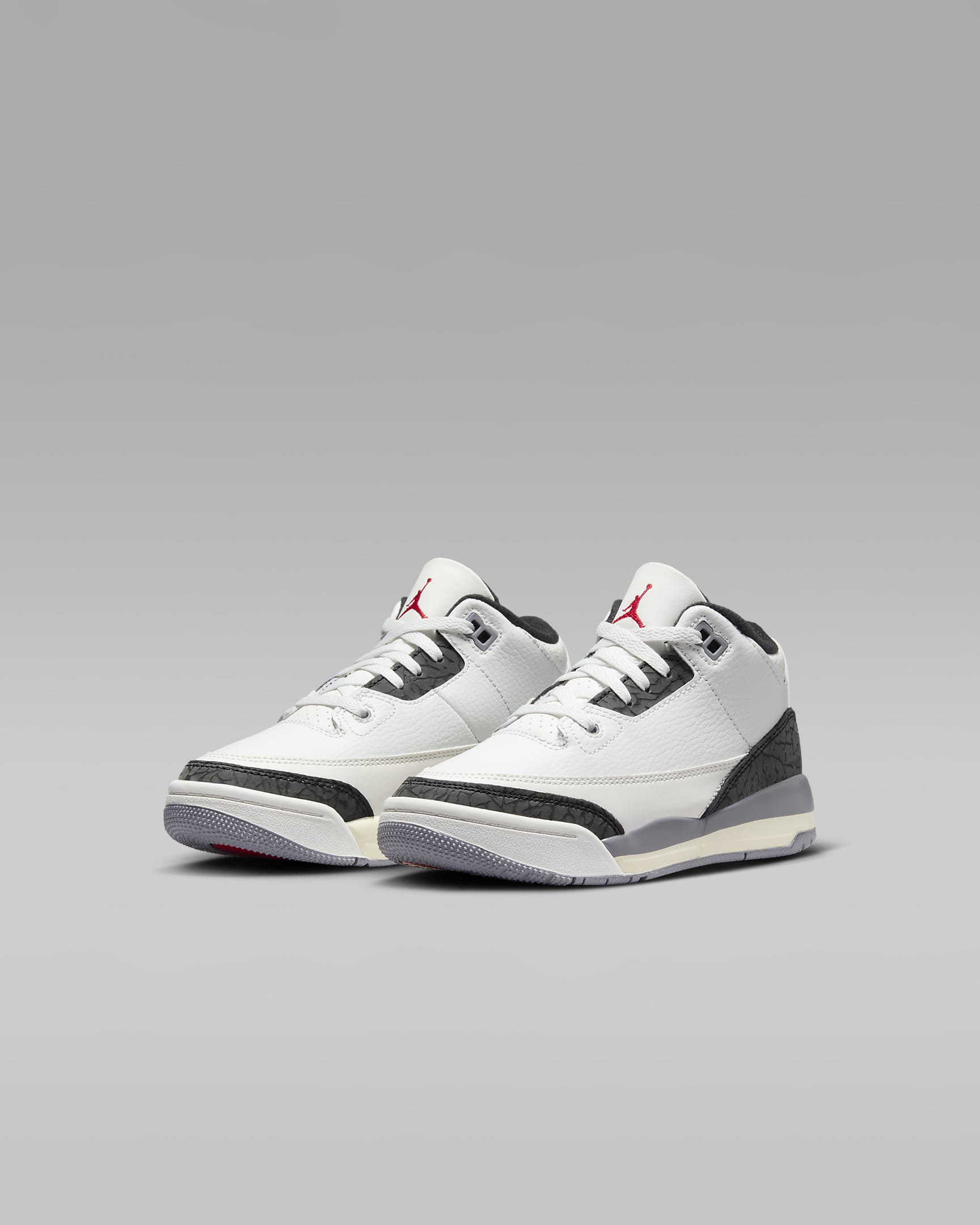 Jordan 3 Retro "Cement Grey" Little Kids' Shoes - Summit White/Cement Grey/Black/Fire Red