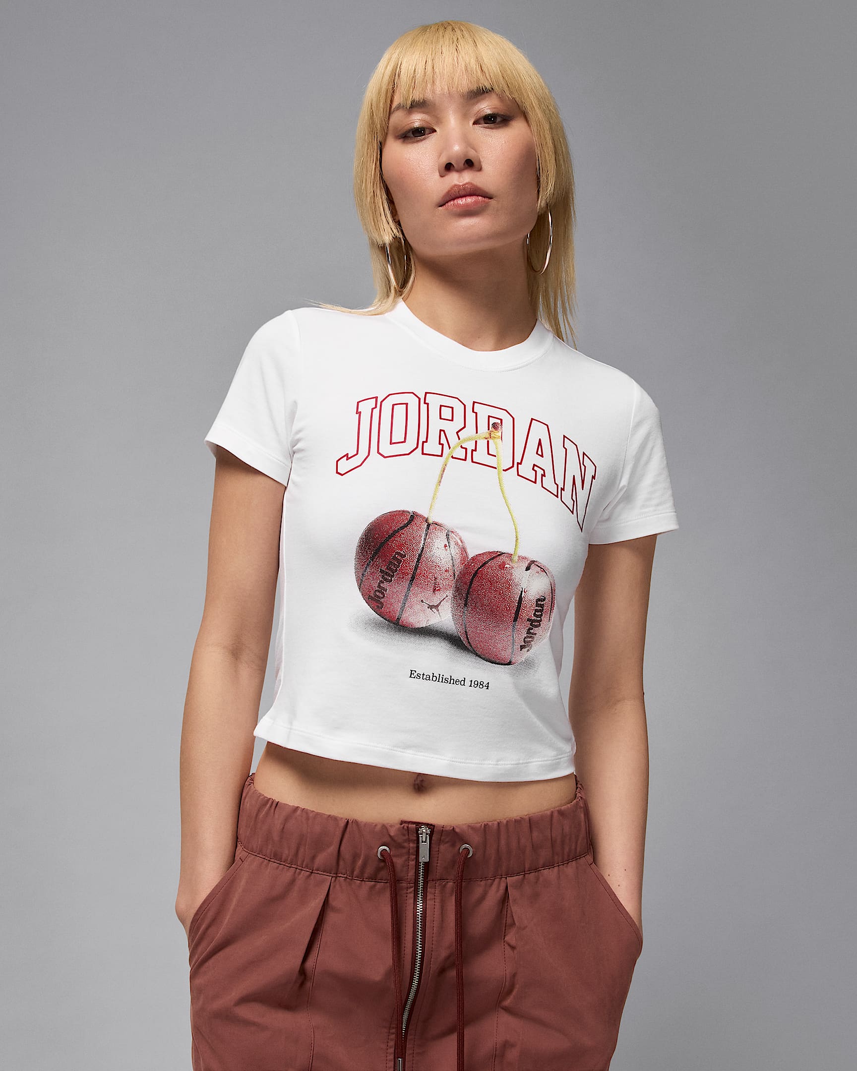Jordan Brooklyn Women's T-Shirt - White/Gym Red/Black
