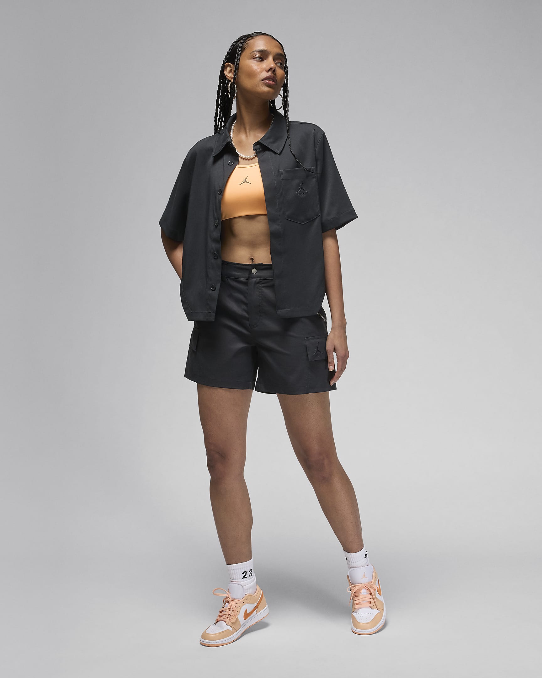 Crop top tissé Jordan pour femme - Off Noir