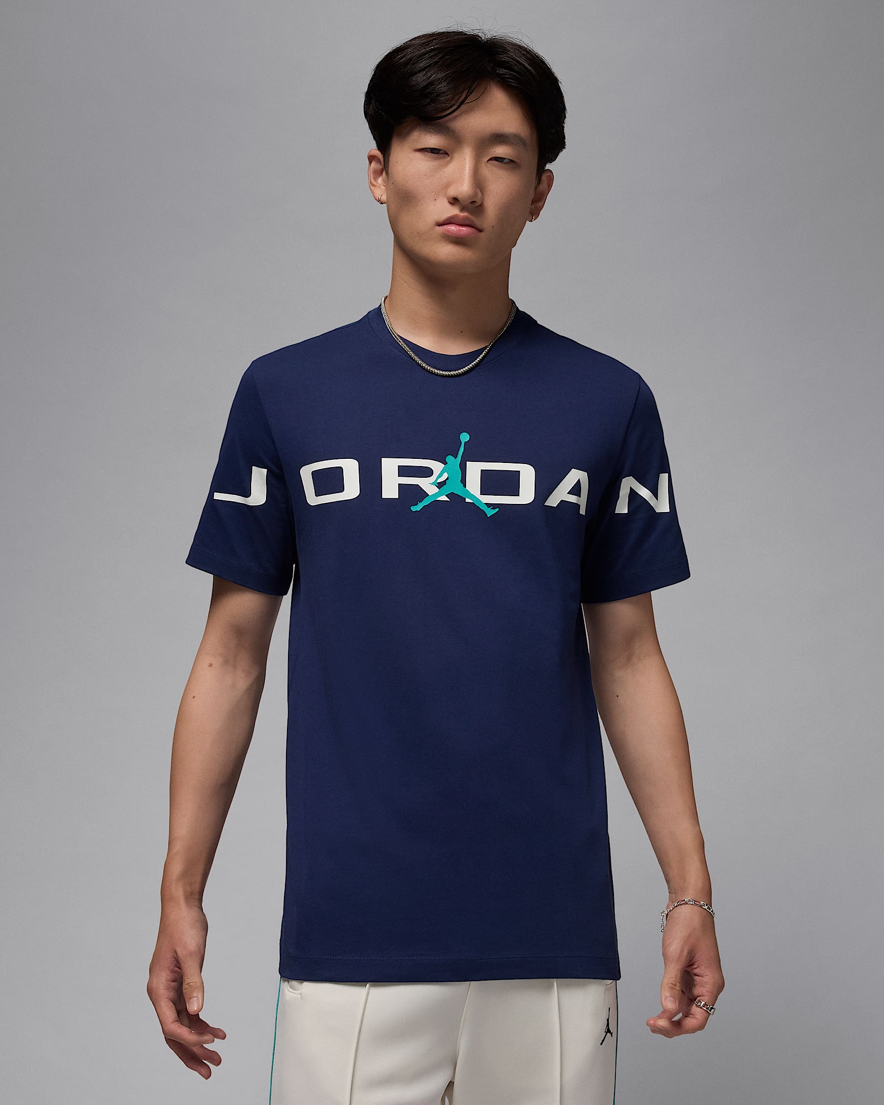 Playera para hombre Jordan - Azul marino medianoche/Blanco/Azul verdoso lavado