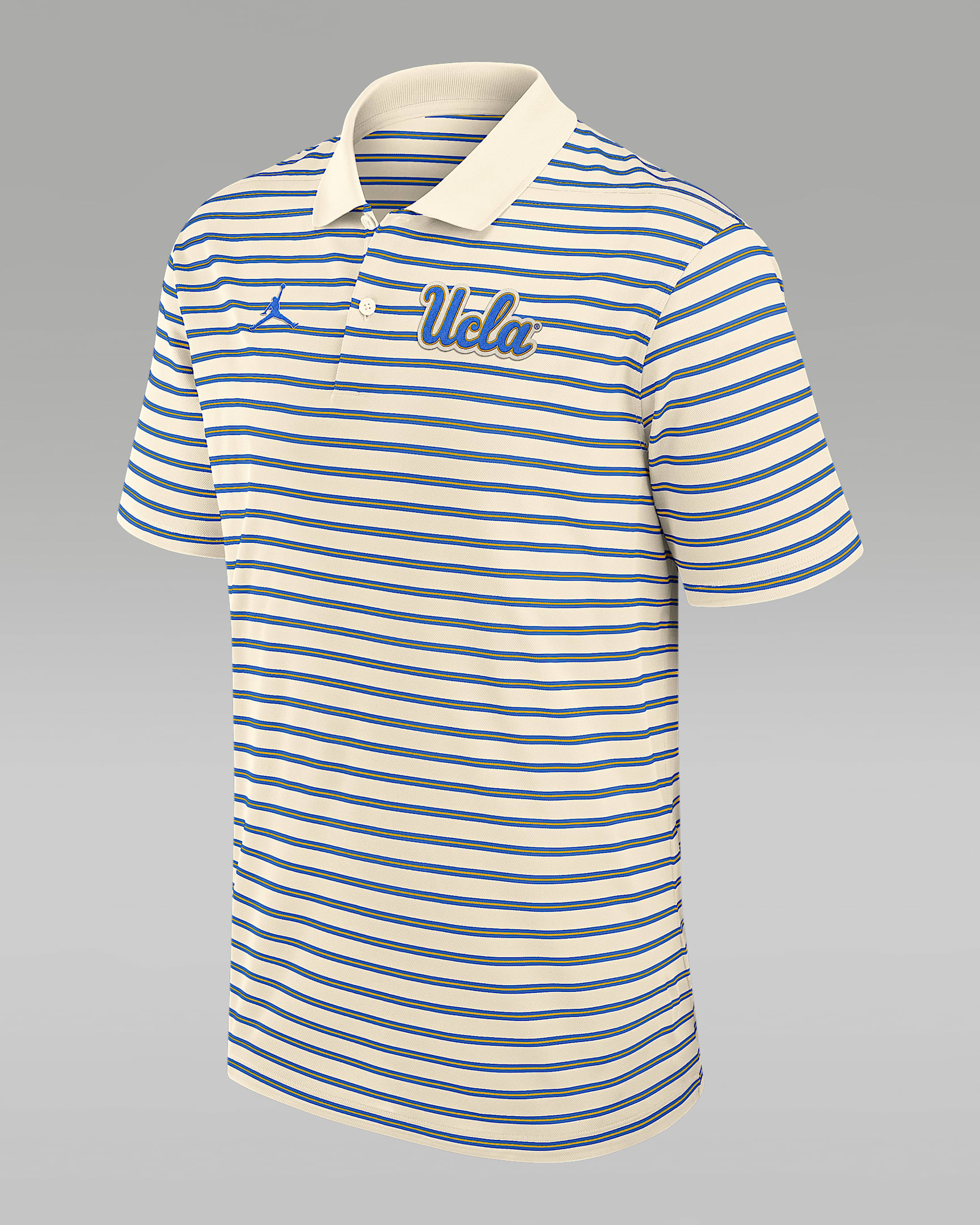 UCLA Striped Men's Jordan Brand Dri-FIT College Polo - Tan/Beige