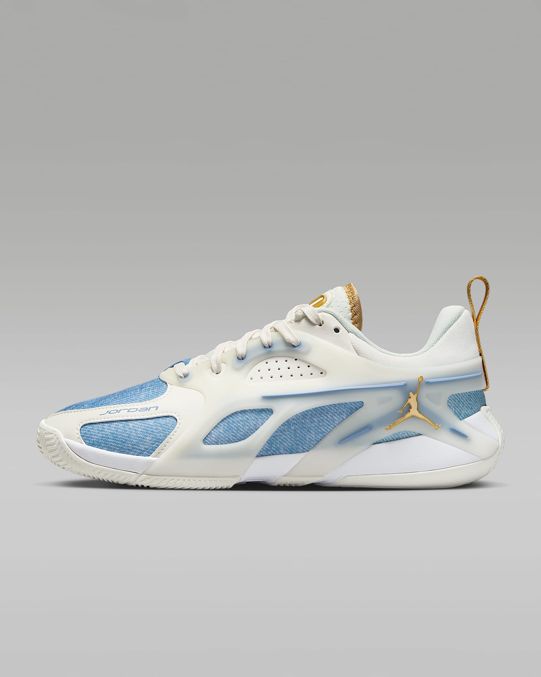 Tenis de básquetbol para mujer Jordan Heir Series "Denim and Gold" - Vela/Azul de trabajo/Azul hidrógeno/Oro metalizado