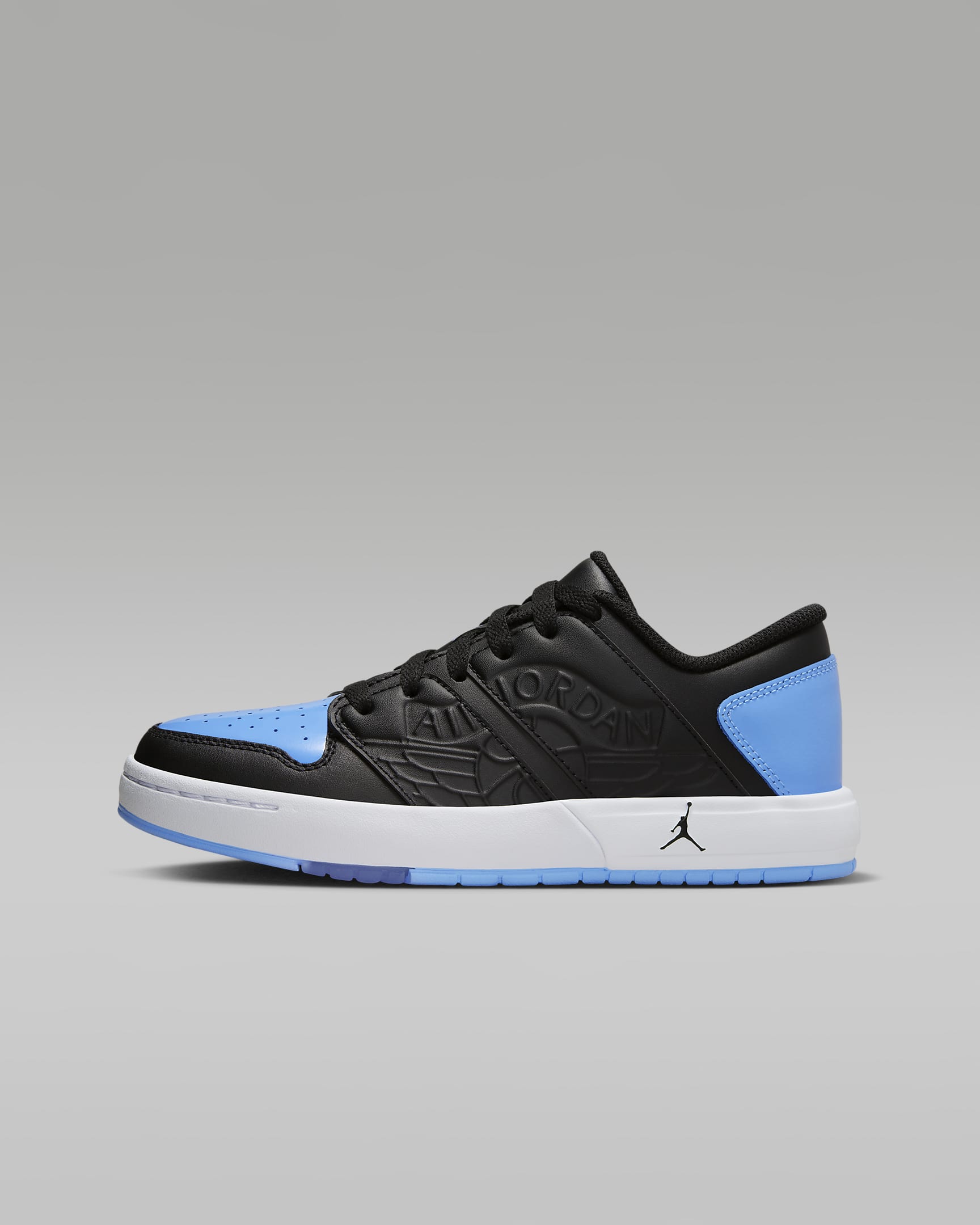 Jordan Nu Retro 1 Low Older Kids' Shoes - Black/White/Football Grey/University Blue