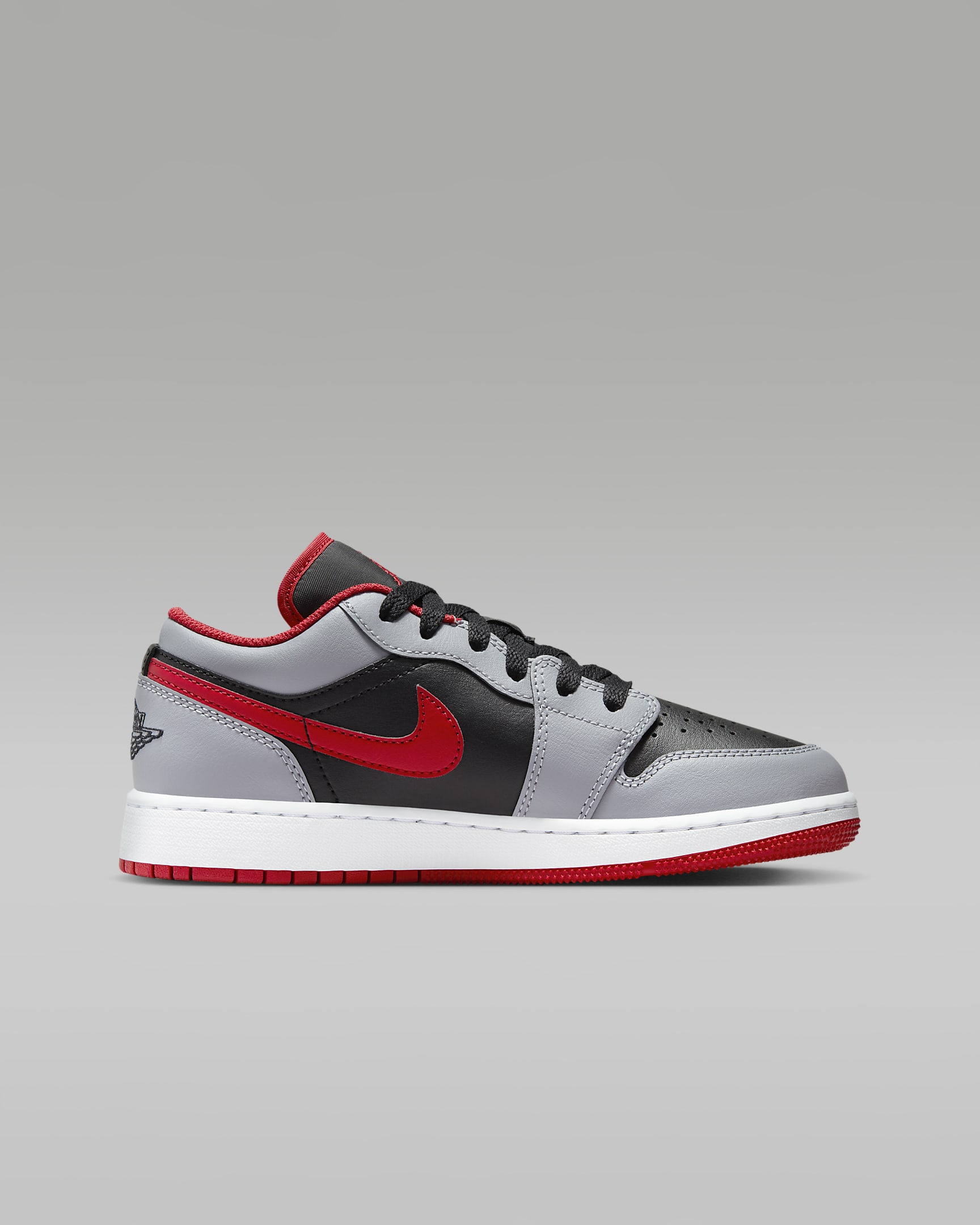 Air Jordan 1 Low-sko til større børn - sort/Cement Grey/hvid/Fire Red