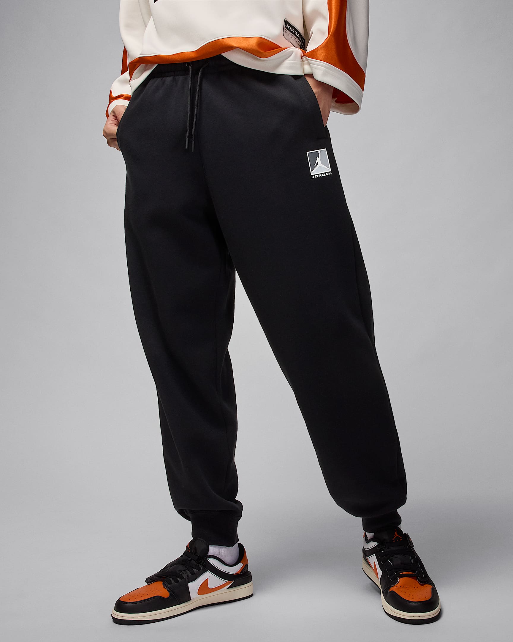 Jordan Brooklyn Fleece Herrenhose - Schwarz/Weiß