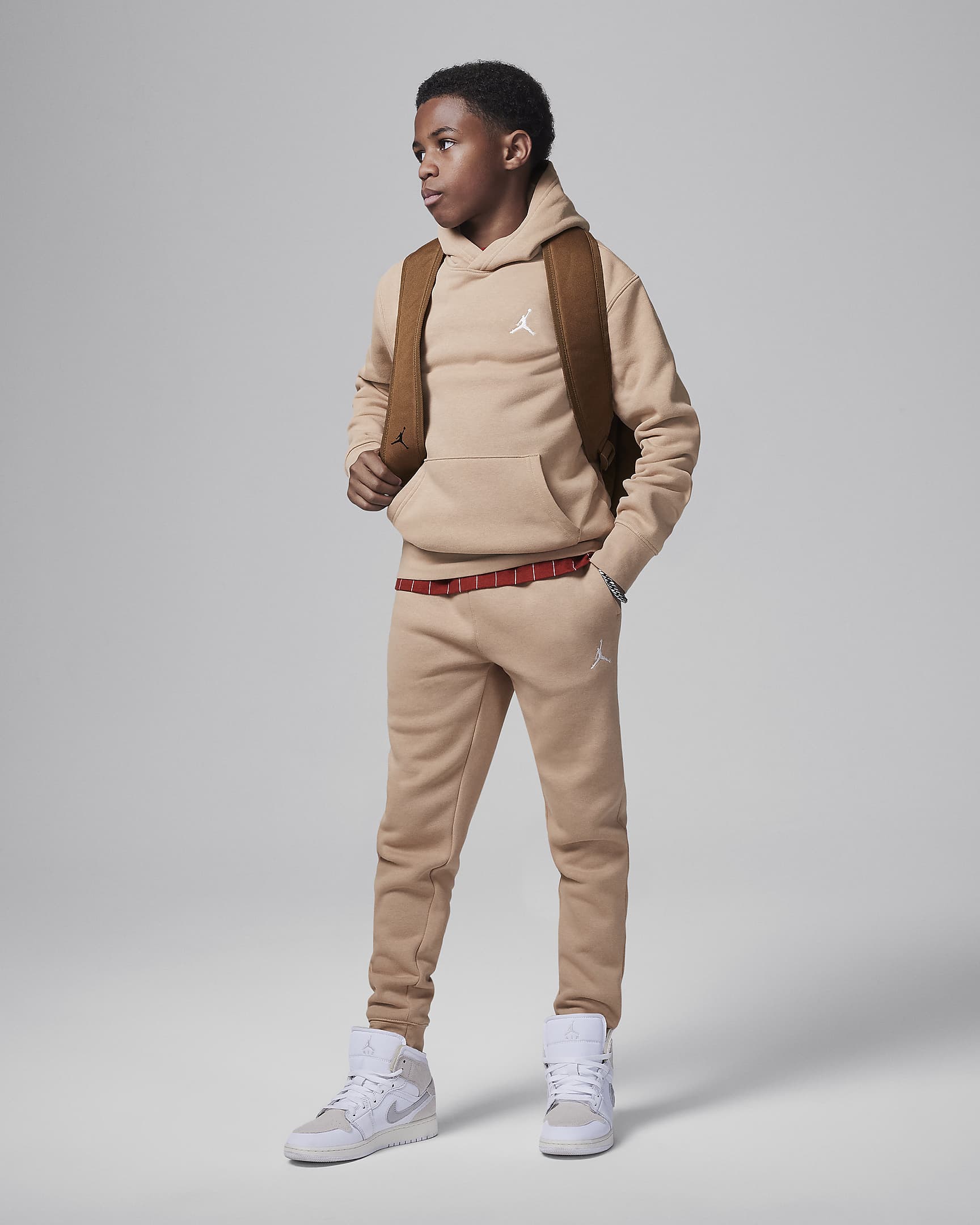 Jordan MJ Brooklyn Fleece Essentials Big Kids' Pants - Hemp