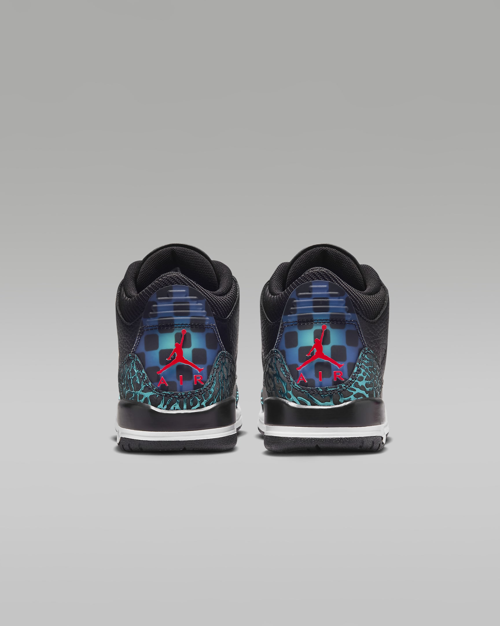 Tenis para niños grandes Air Jordan 3 Retro - Negro/Hiperjade/Blanco/Rojo sirena