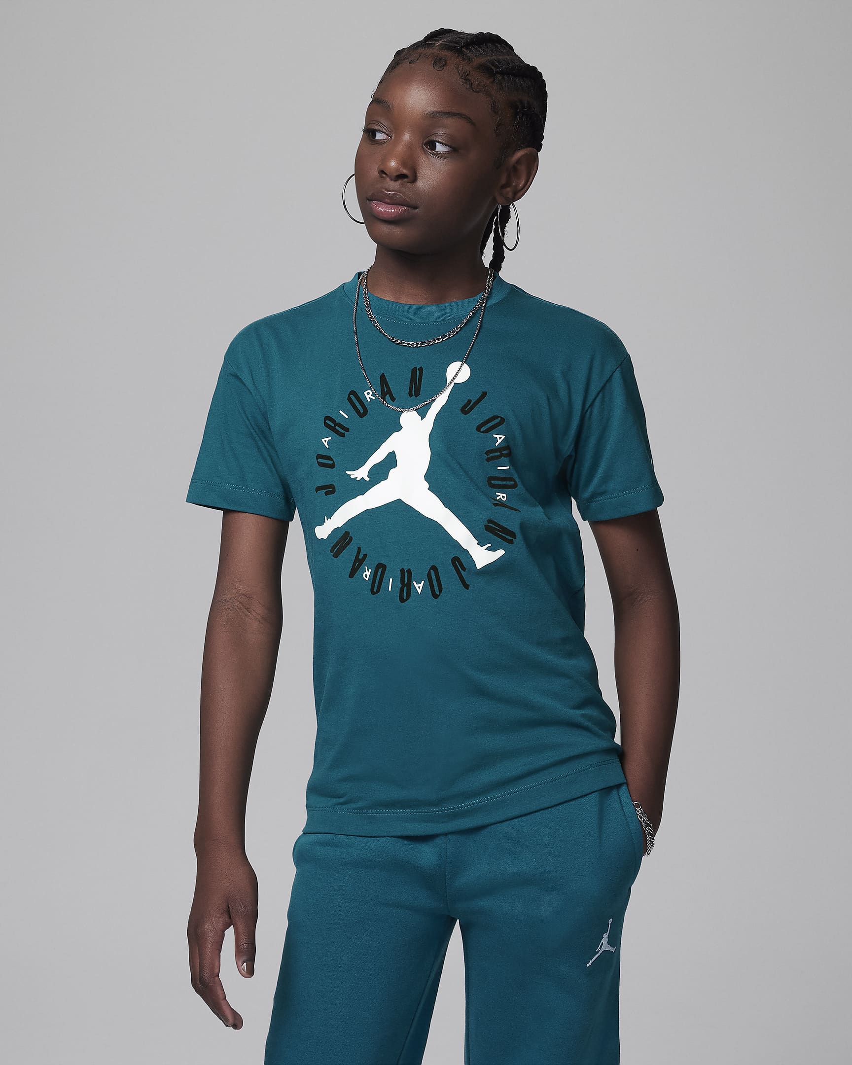 Playera para niños talla grande Jordan Soft Touch Tee - Azul verdoso geoda
