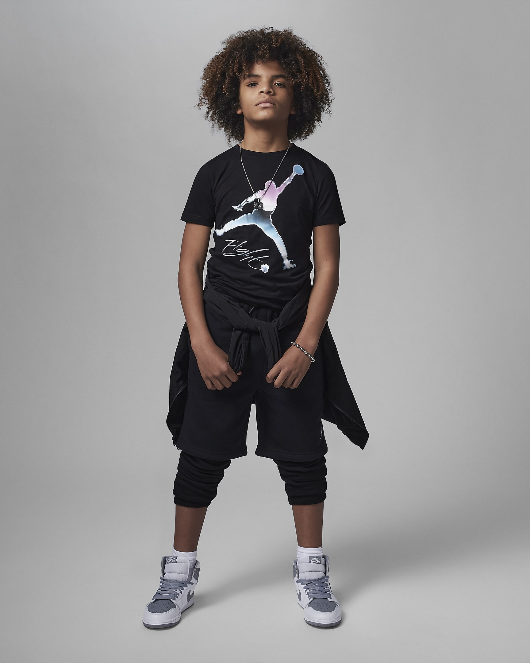 Jordan Flight Chrome Graphic Tee Older Kids' T-Shirt - Black