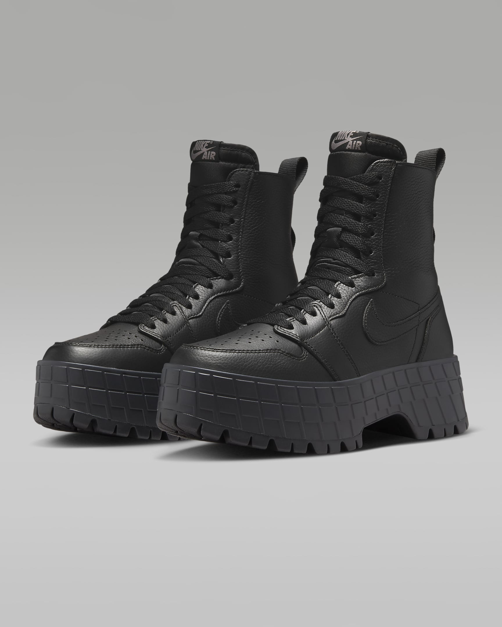 Air Jordan 1 Brooklyn Women's Boots - Black/Black/Flat Pewter