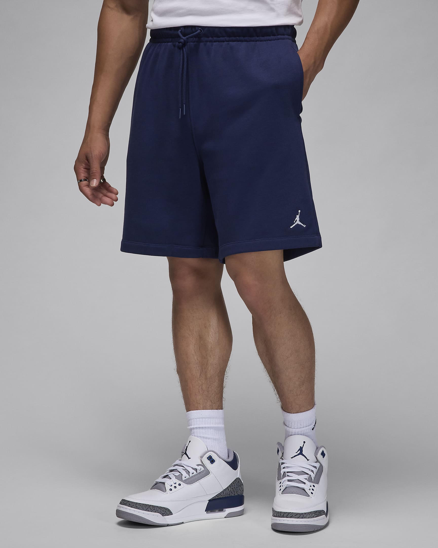 Jordan Brooklyn Fleece Men's Shorts - Midnight Navy/White