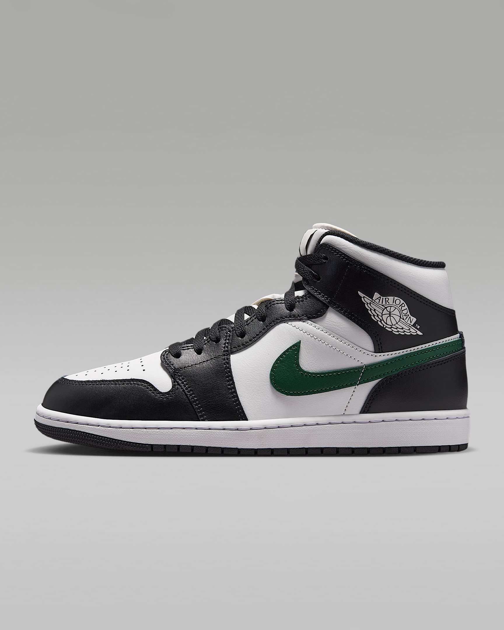 Air Jordan 1 Mid Men's Shoes - Black/Gorge Green/Summit White