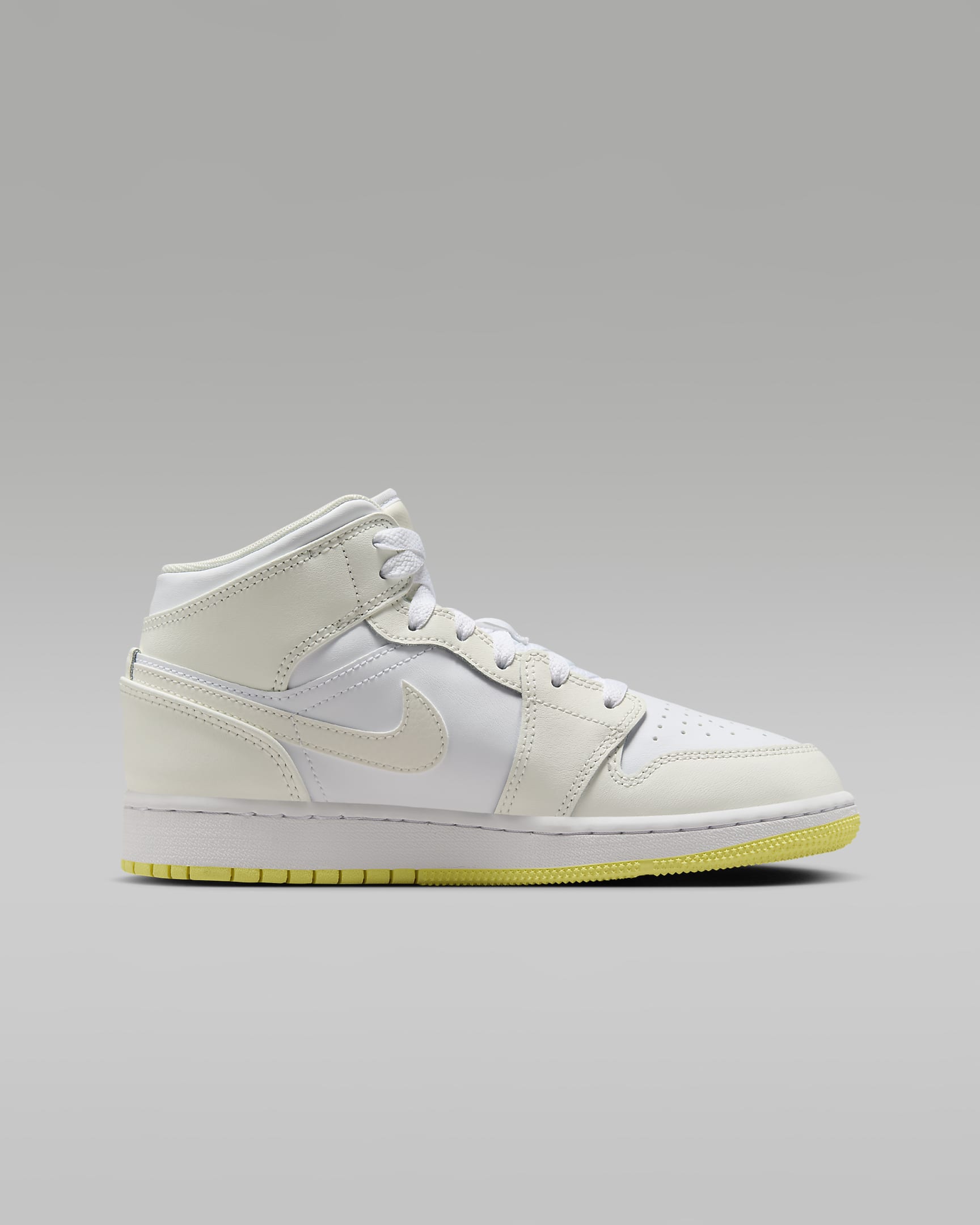 Air Jordan 1 Mid Older Kids' Shoes - Sail/White/Light Laser Orange