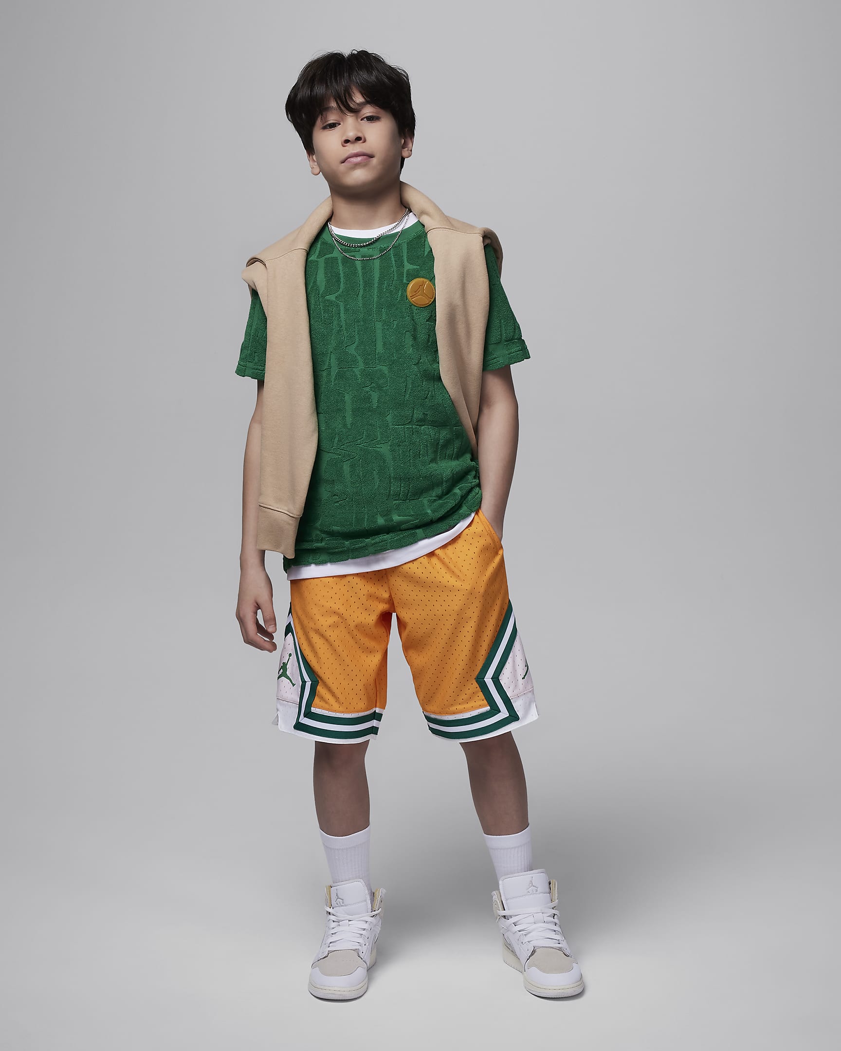 Jordan Air Big Kids' Dri-FIT Diamond Shorts - Orange Peel