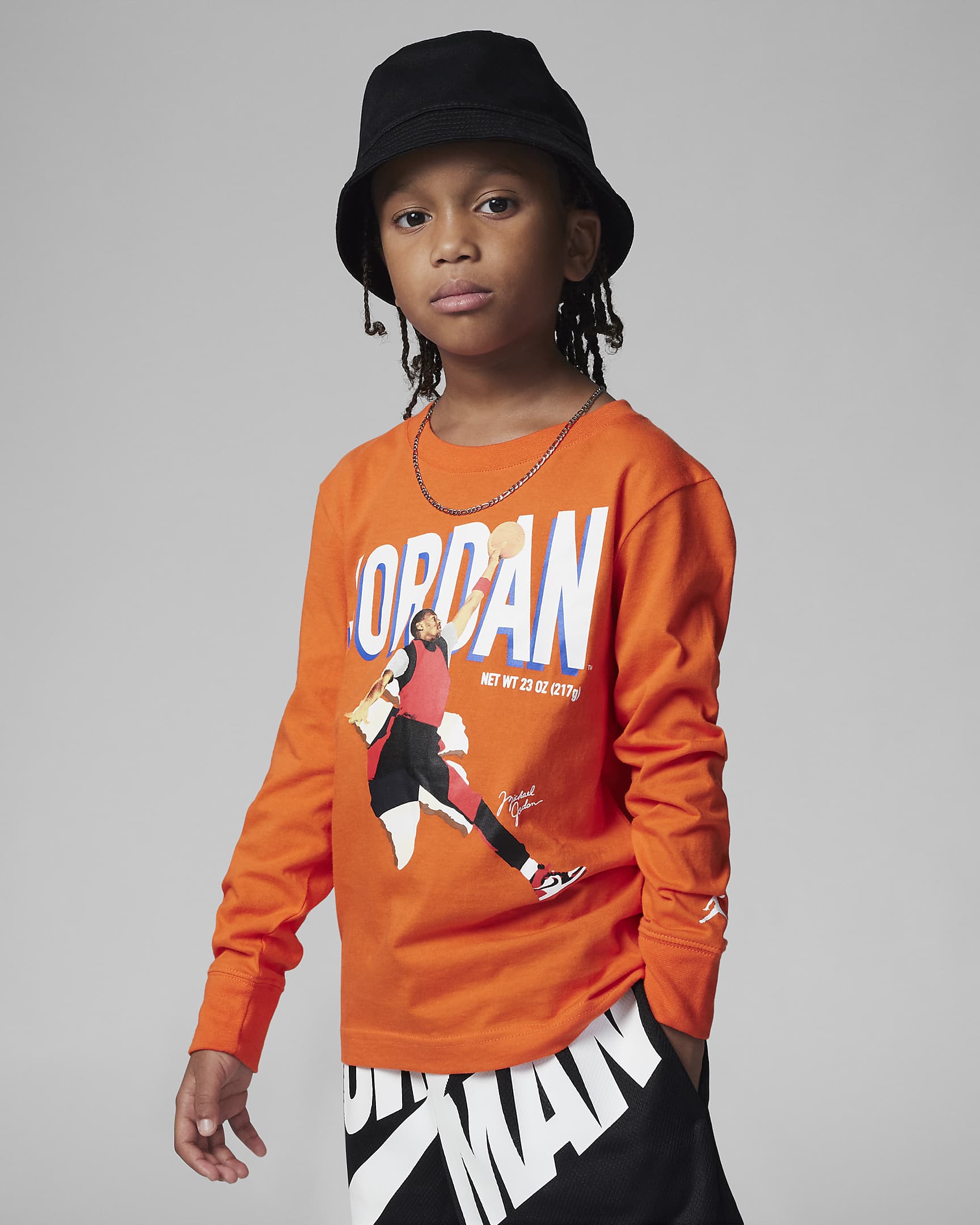 Jordan MVP Breakout Long Sleeve Tee Little Kids' T-Shirt - Rush Orange