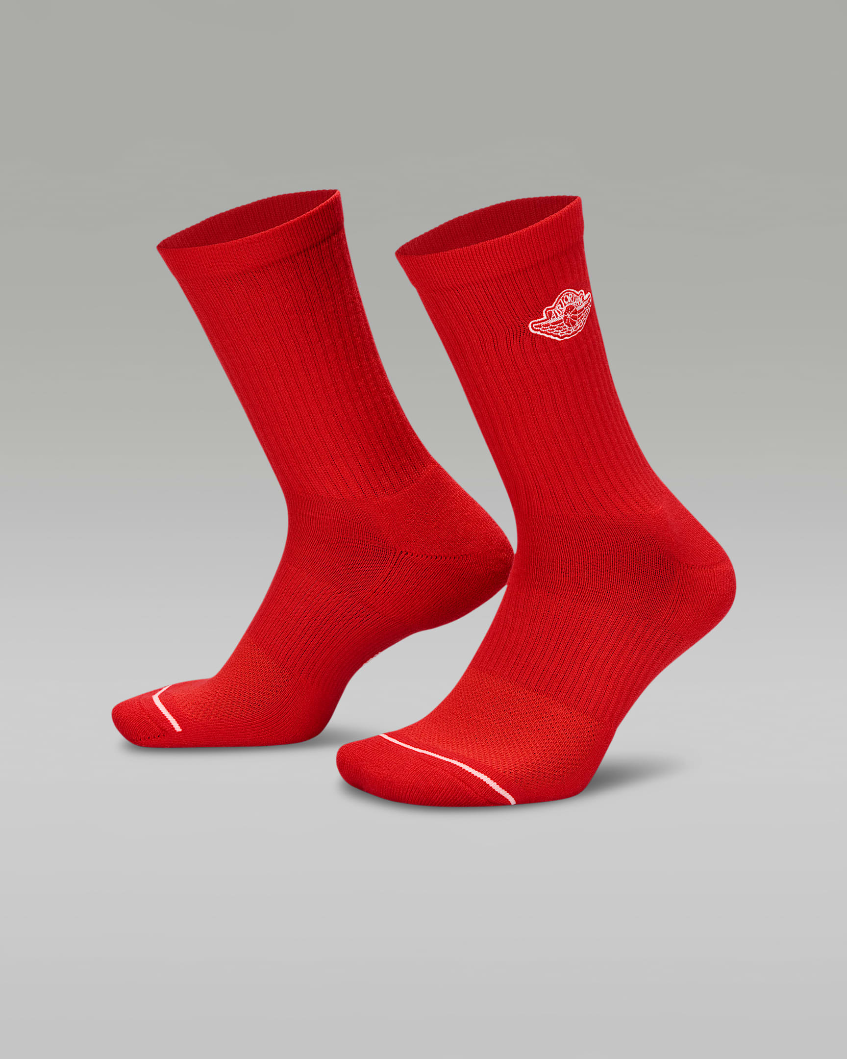 Jordan Everyday Cushioned Crew Socks (1 Pair) - Chile Red/Sail