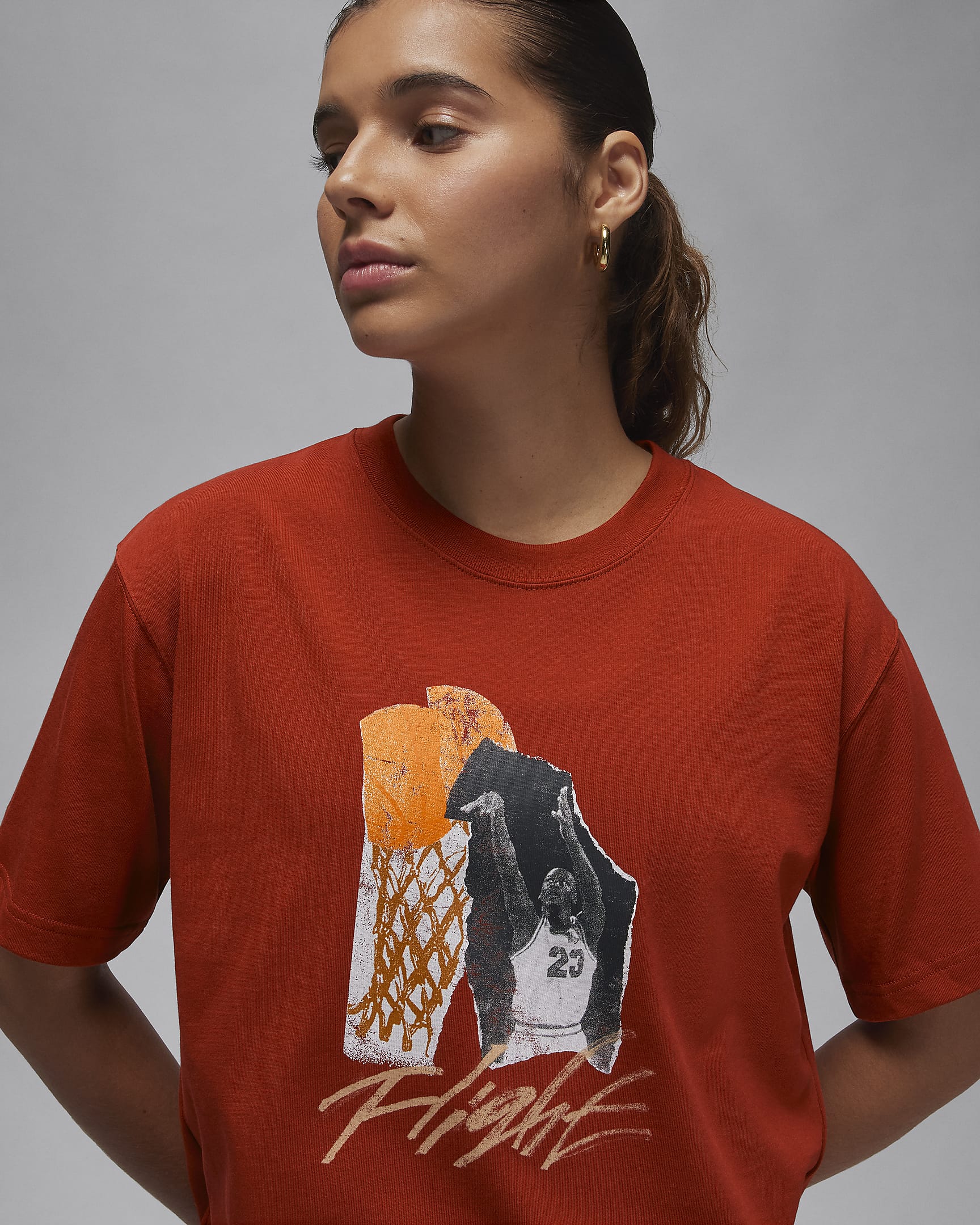 Jordan Women's Collage T-Shirt - Dune Red/Legend Medium Brown