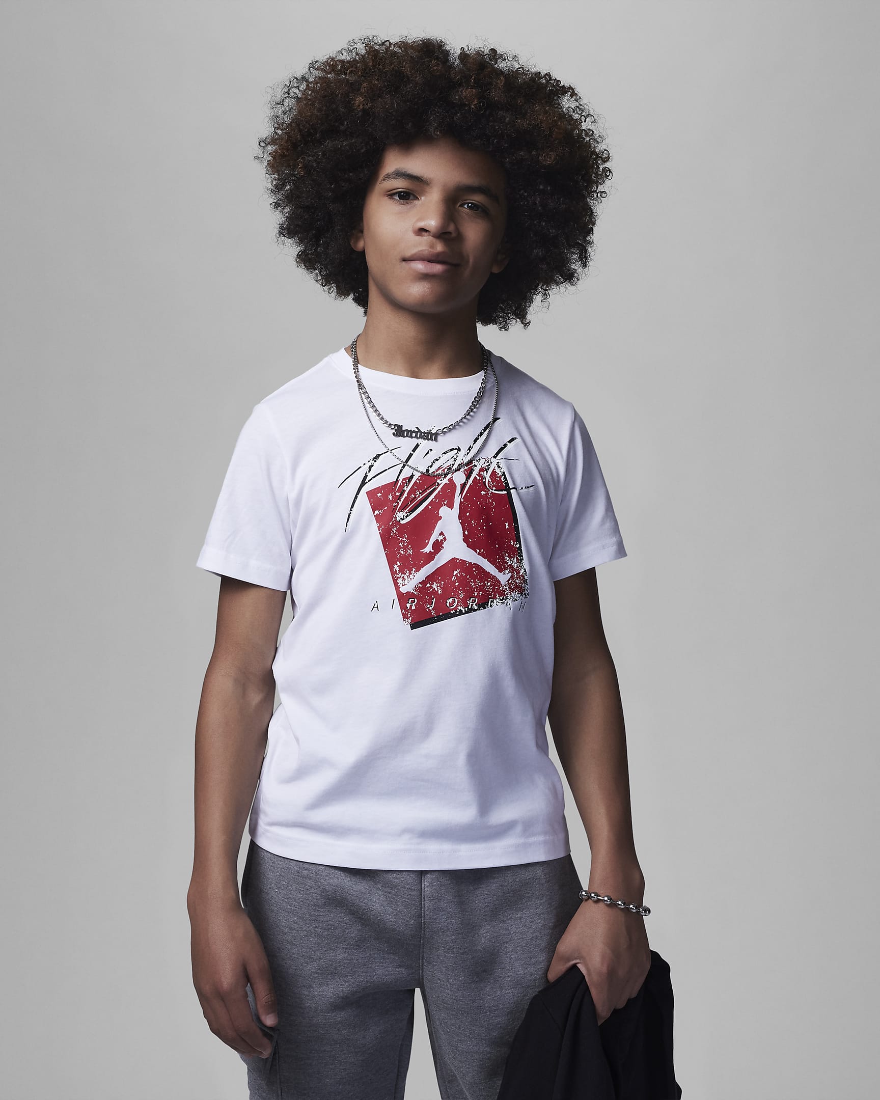 Jordan Faded Flight Tee Older Kids' T-Shirt - White