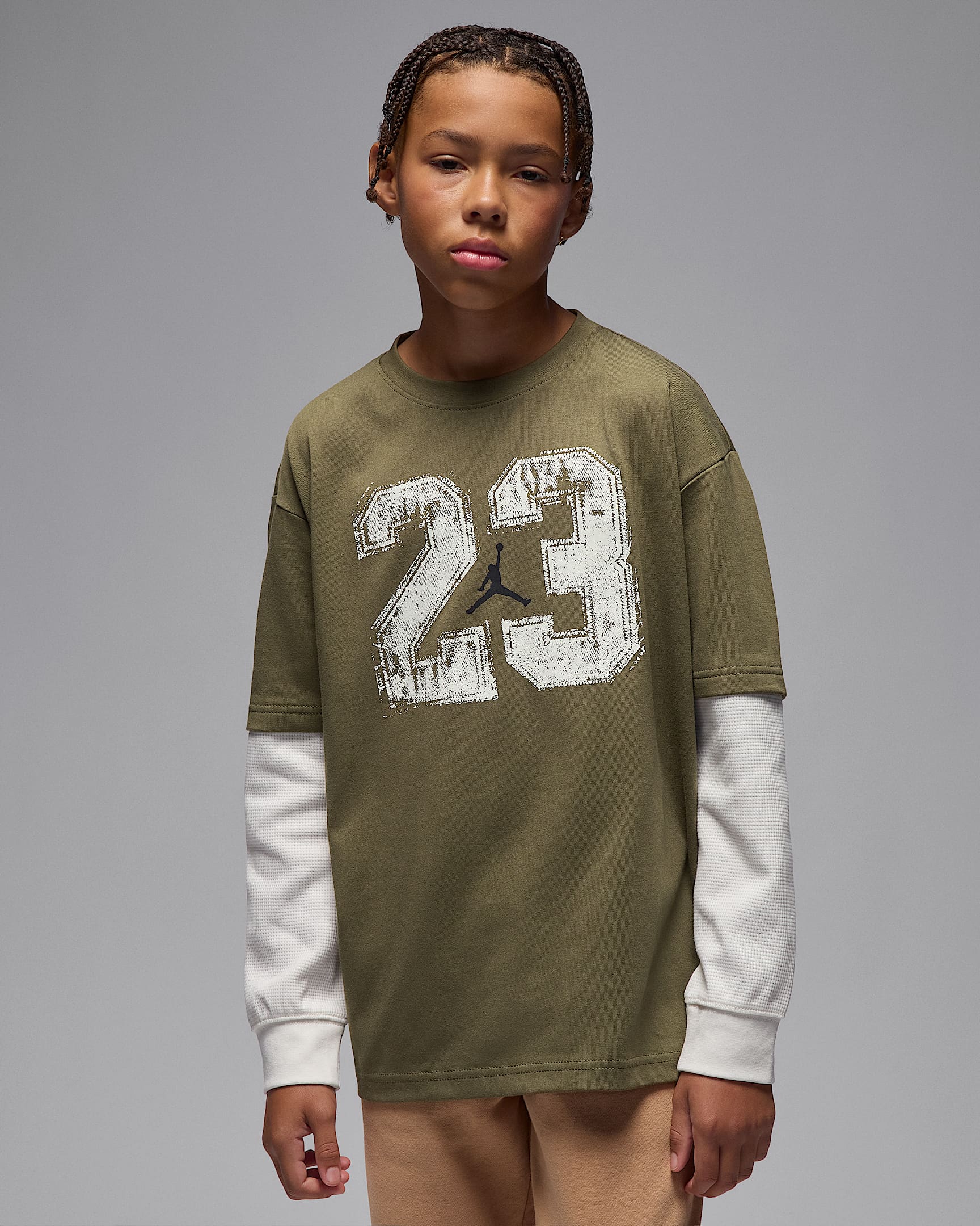 Jordan MVP Big Kids' Twofer T-Shirt - Medium Olive